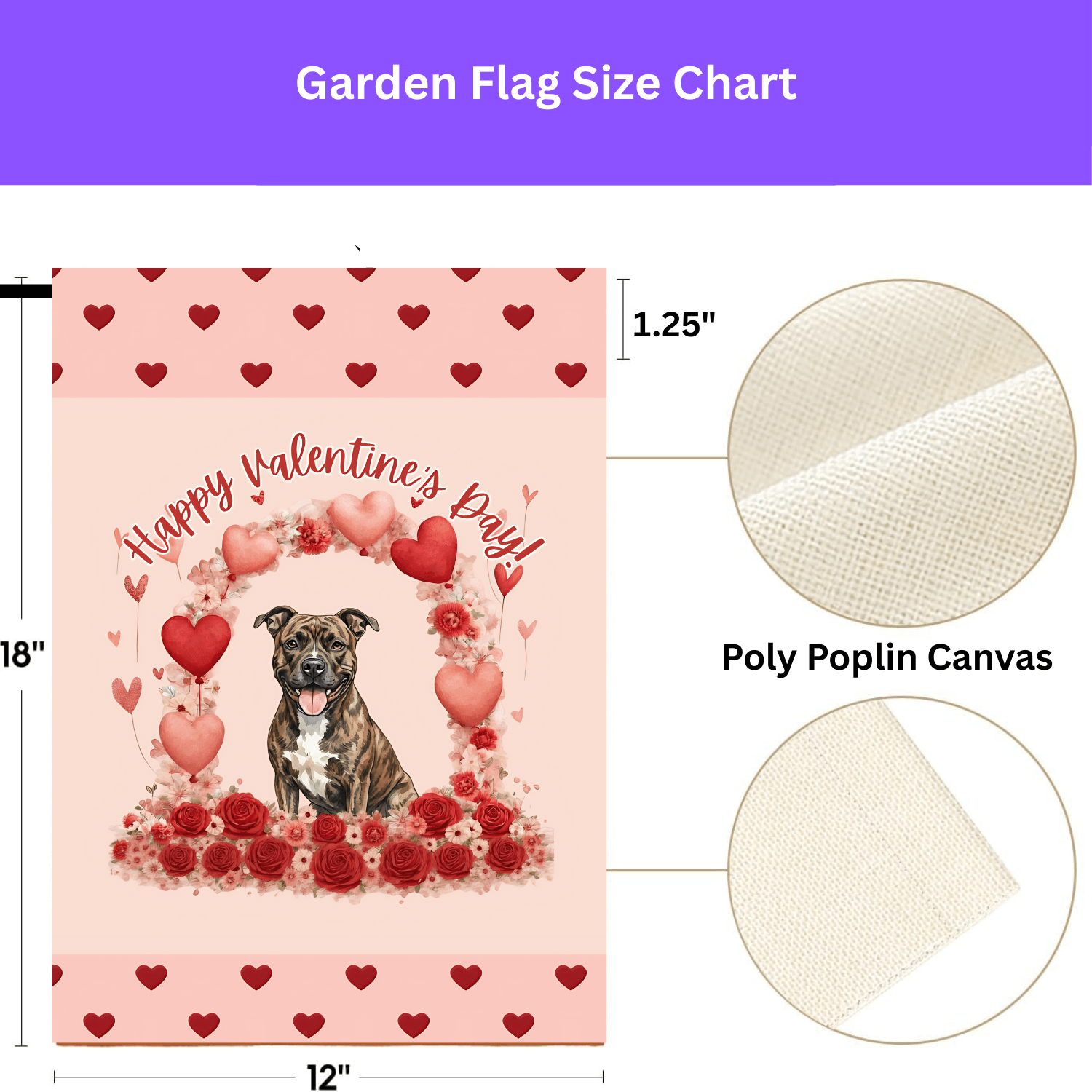 Valentine's Day Brindle Pit Bull Terrier Garden Flag - Image 4