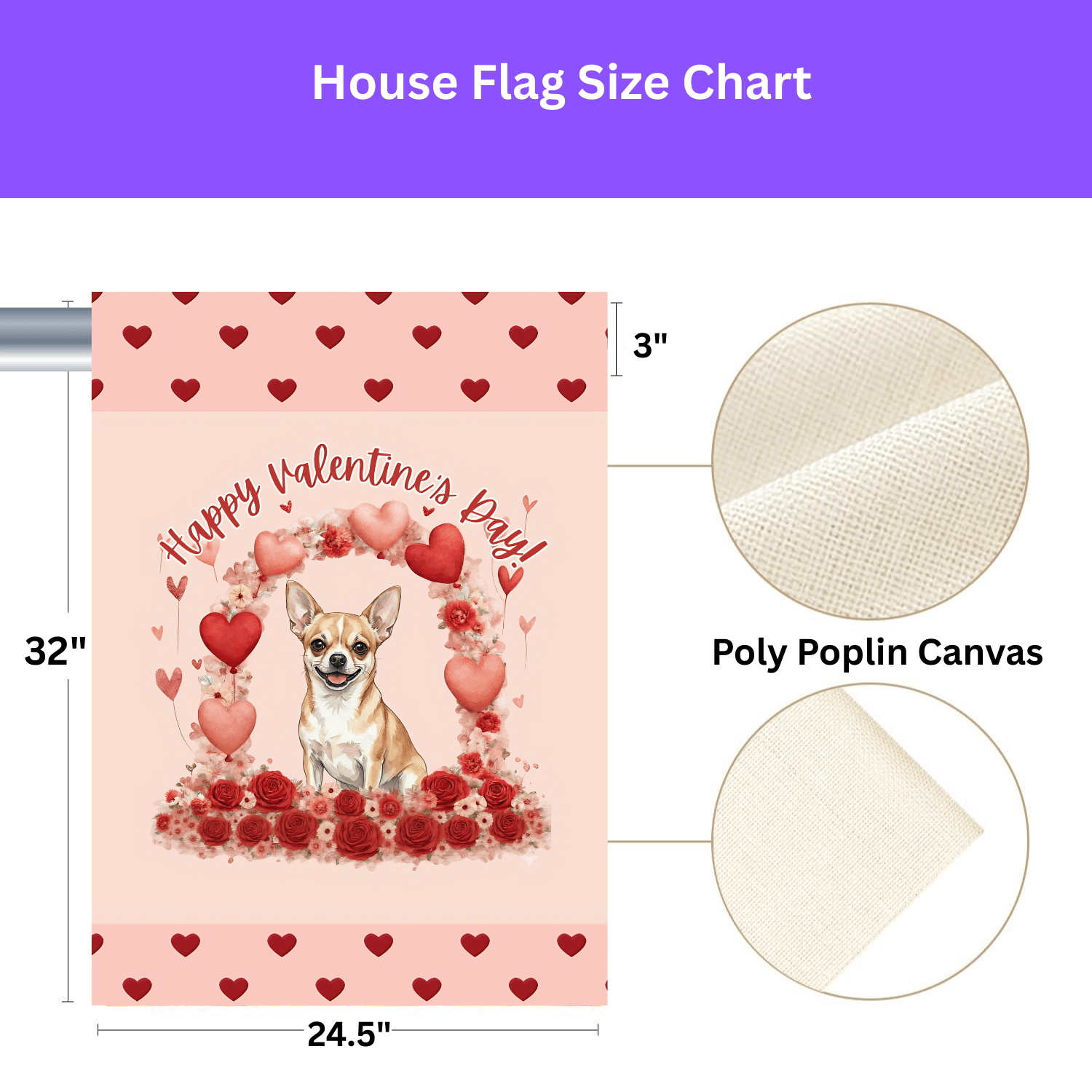 Valentine's Day Short Haired Chihuahua Garden Flag - Image 3