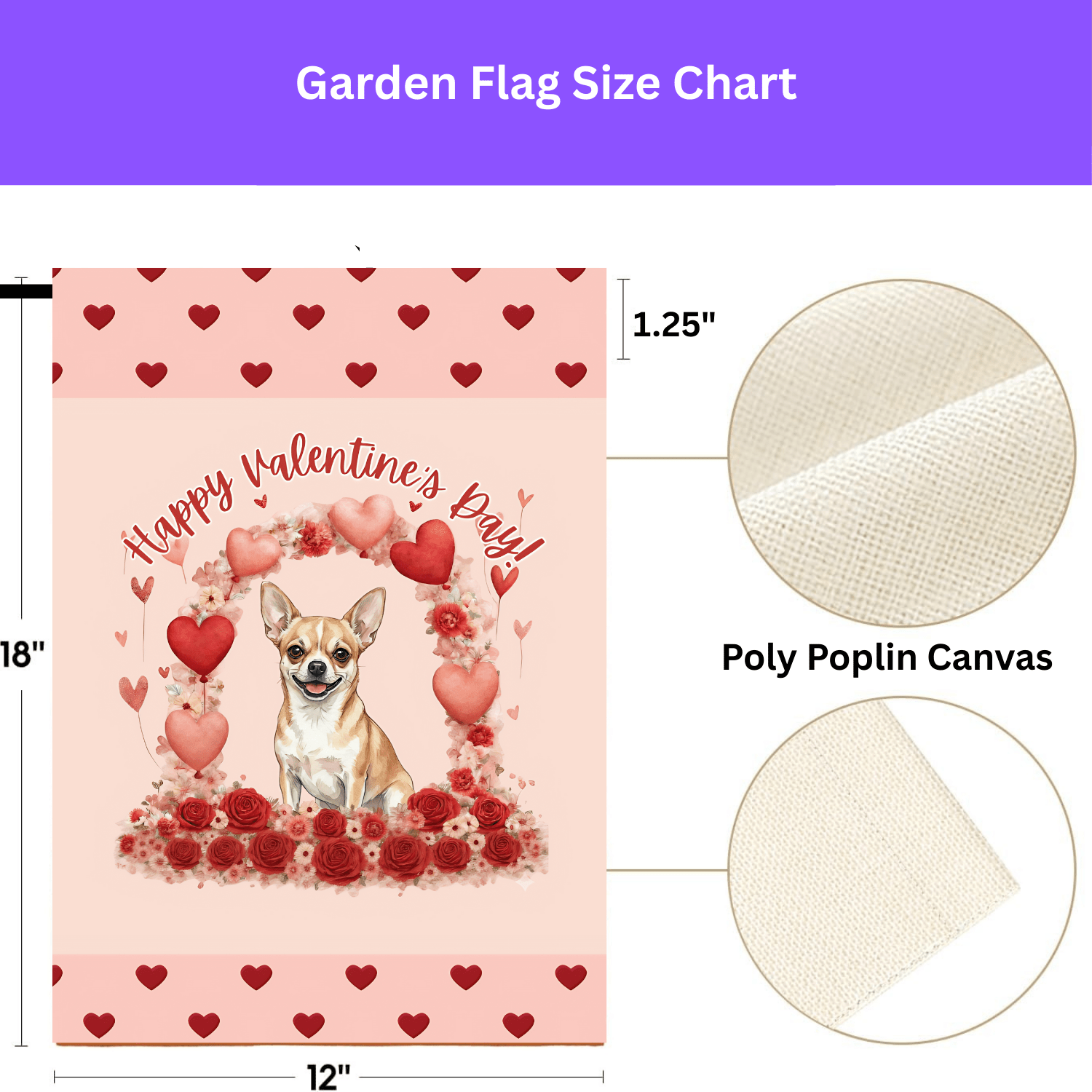 Valentine's Day Short Haired Chihuahua Garden Flag - Image 4