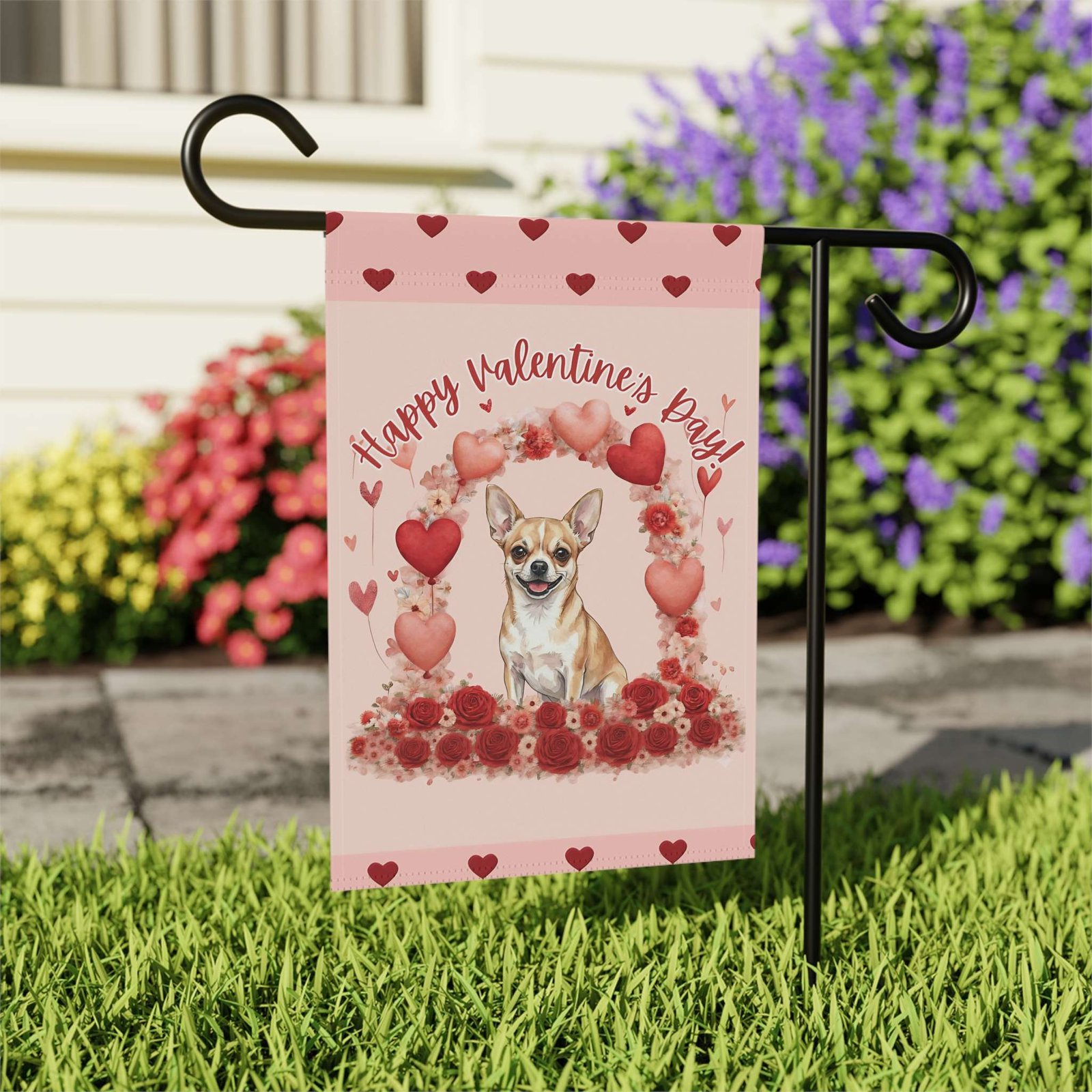 Valentine's Day Short Haired Chihuahua Garden Flag - Image 8