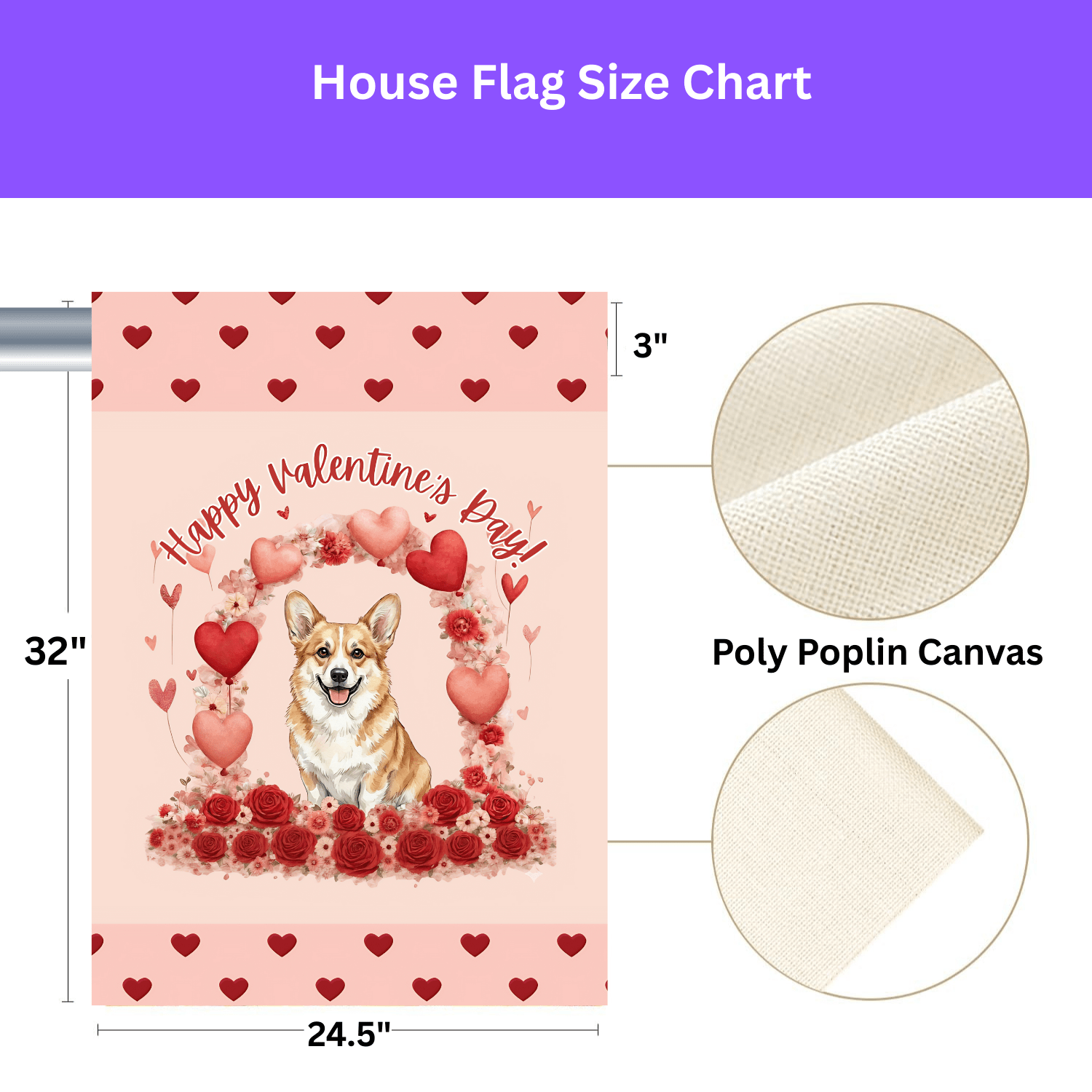 Valentine's Day Corgi Garden Flag - Image 3