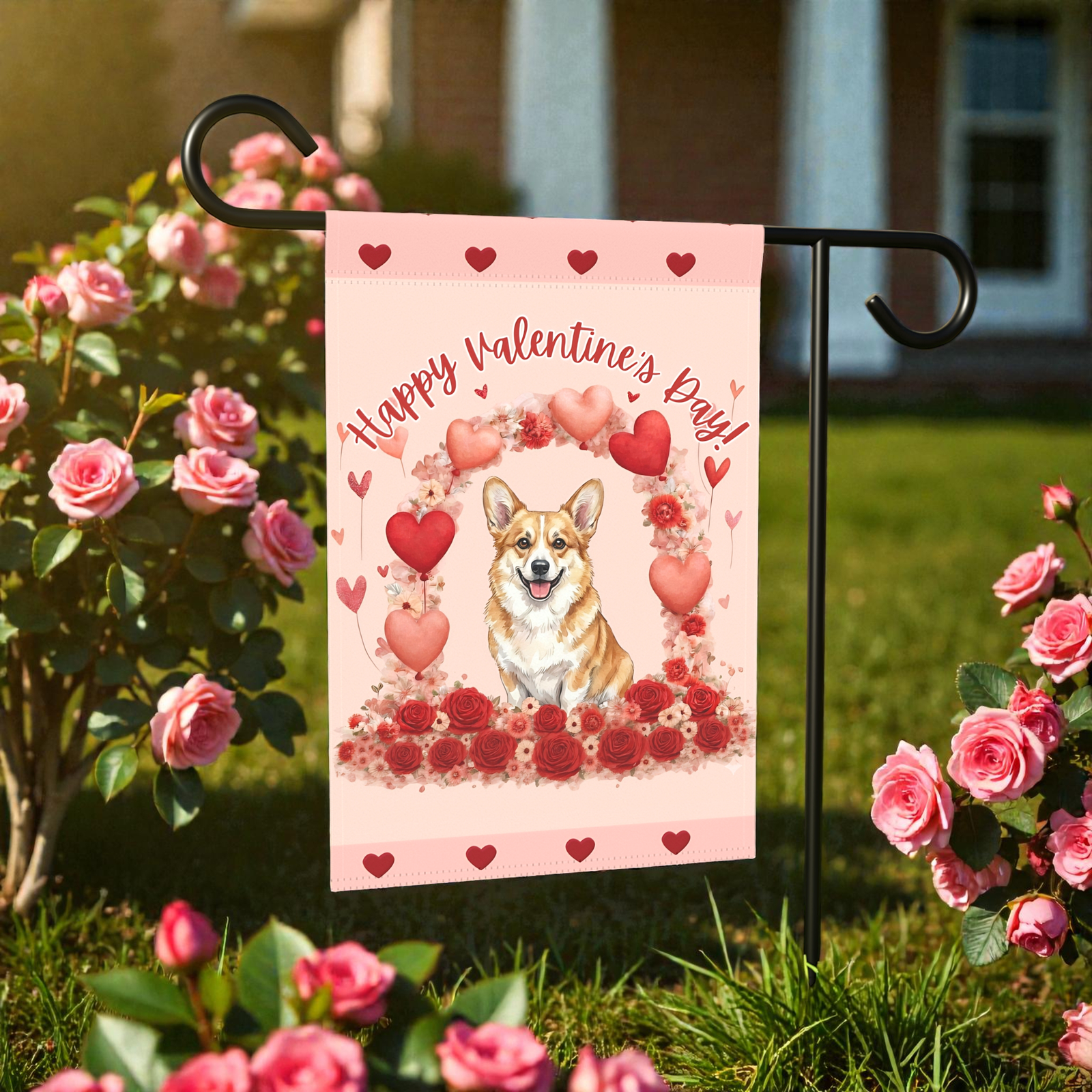 Valentine's Day Corgi Garden Flag - Image 6