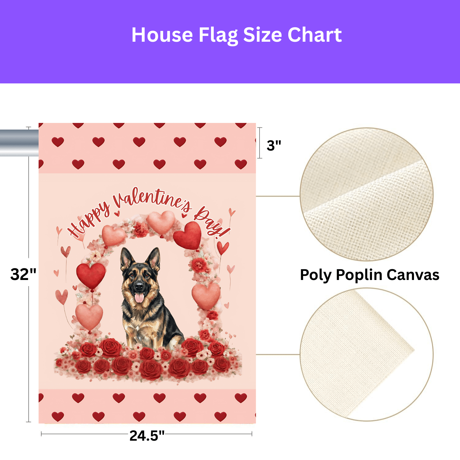 Valentine's German Shepherd Garden Flag - Image 3