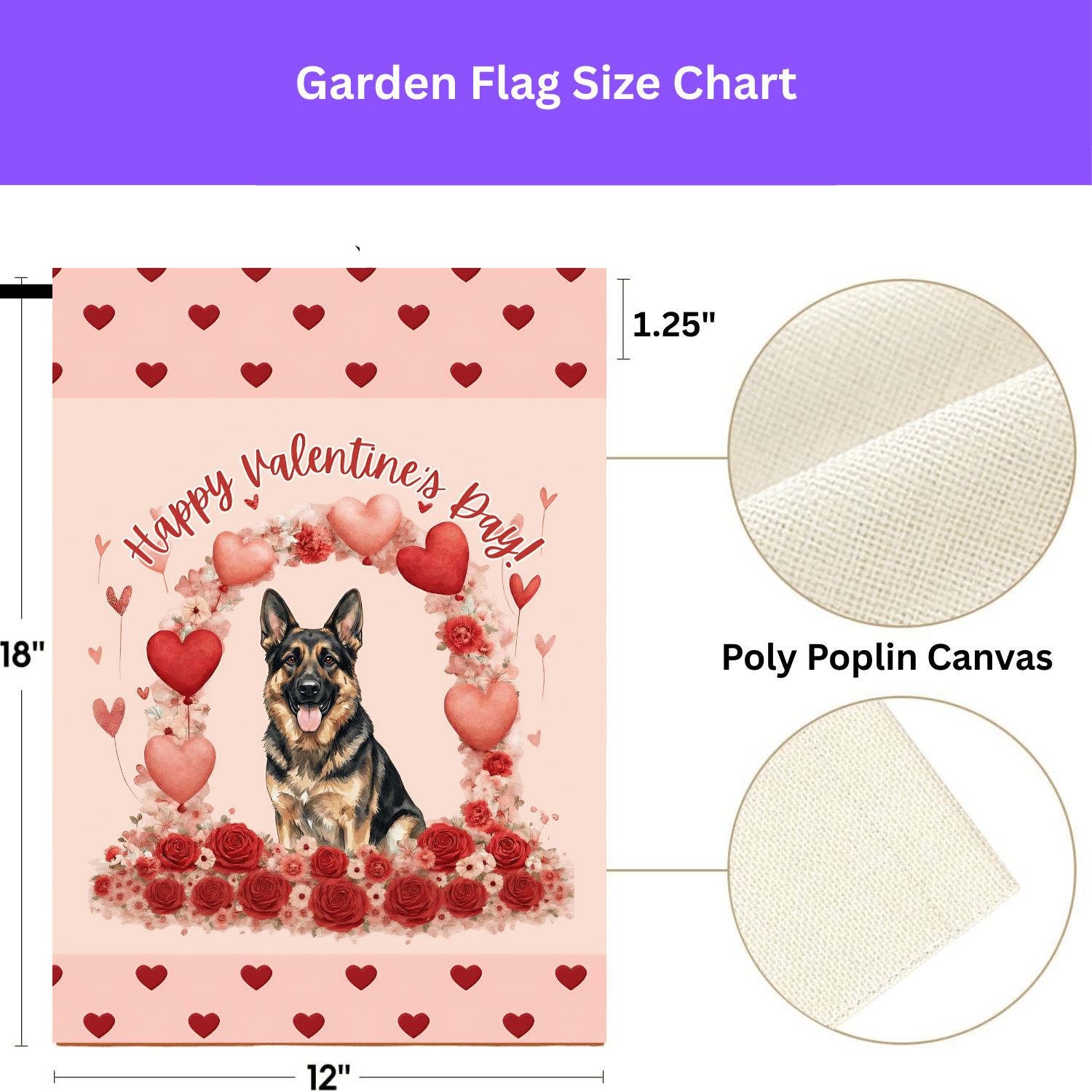 Valentine's German Shepherd Garden Flag - Image 4