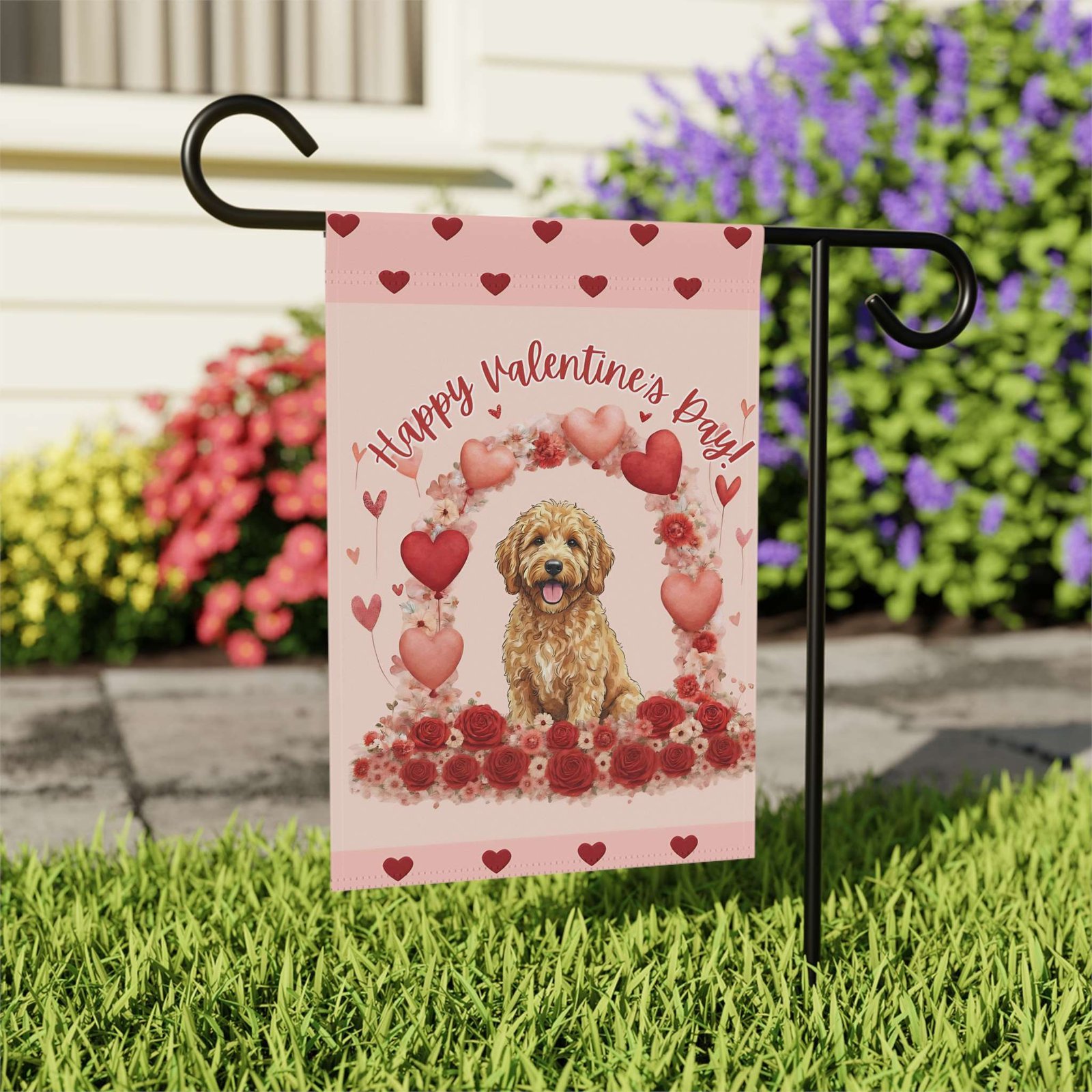Valentine's Day Golden Noodle Garden Flag - Image 8