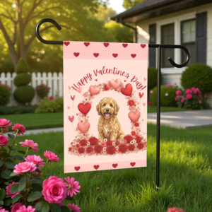 Valentine's Day Golden Noodle Garden Flag