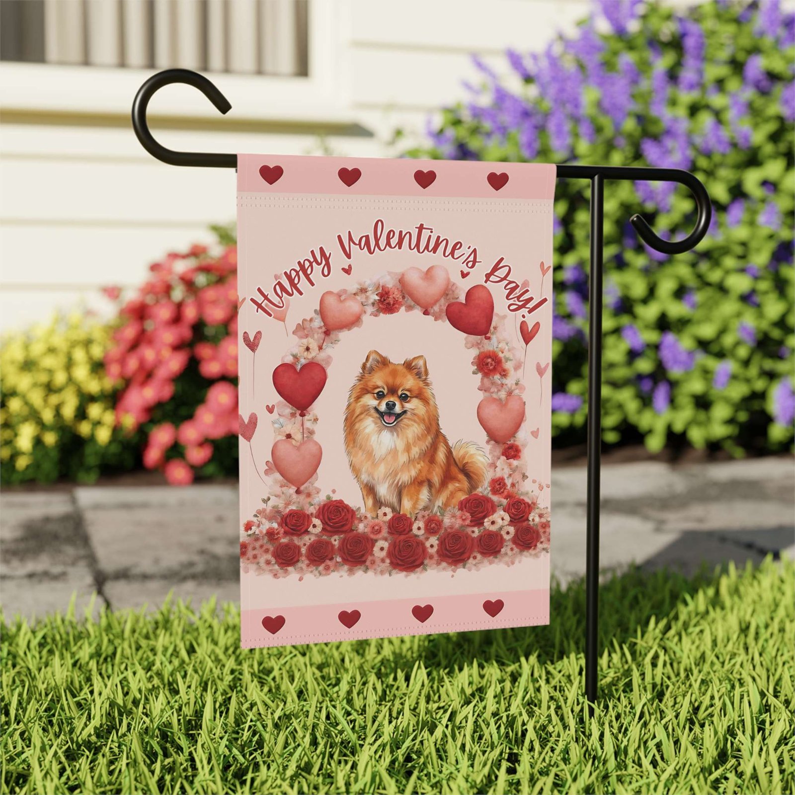 Valentine's Day Pomeranian Garden Flag - Image 8