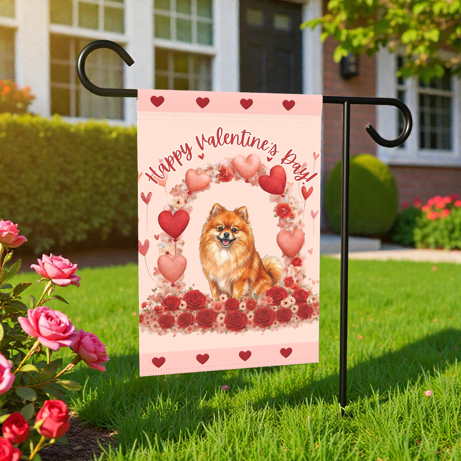 Valentine's Day Pomeranian Garden Flag - Image 7