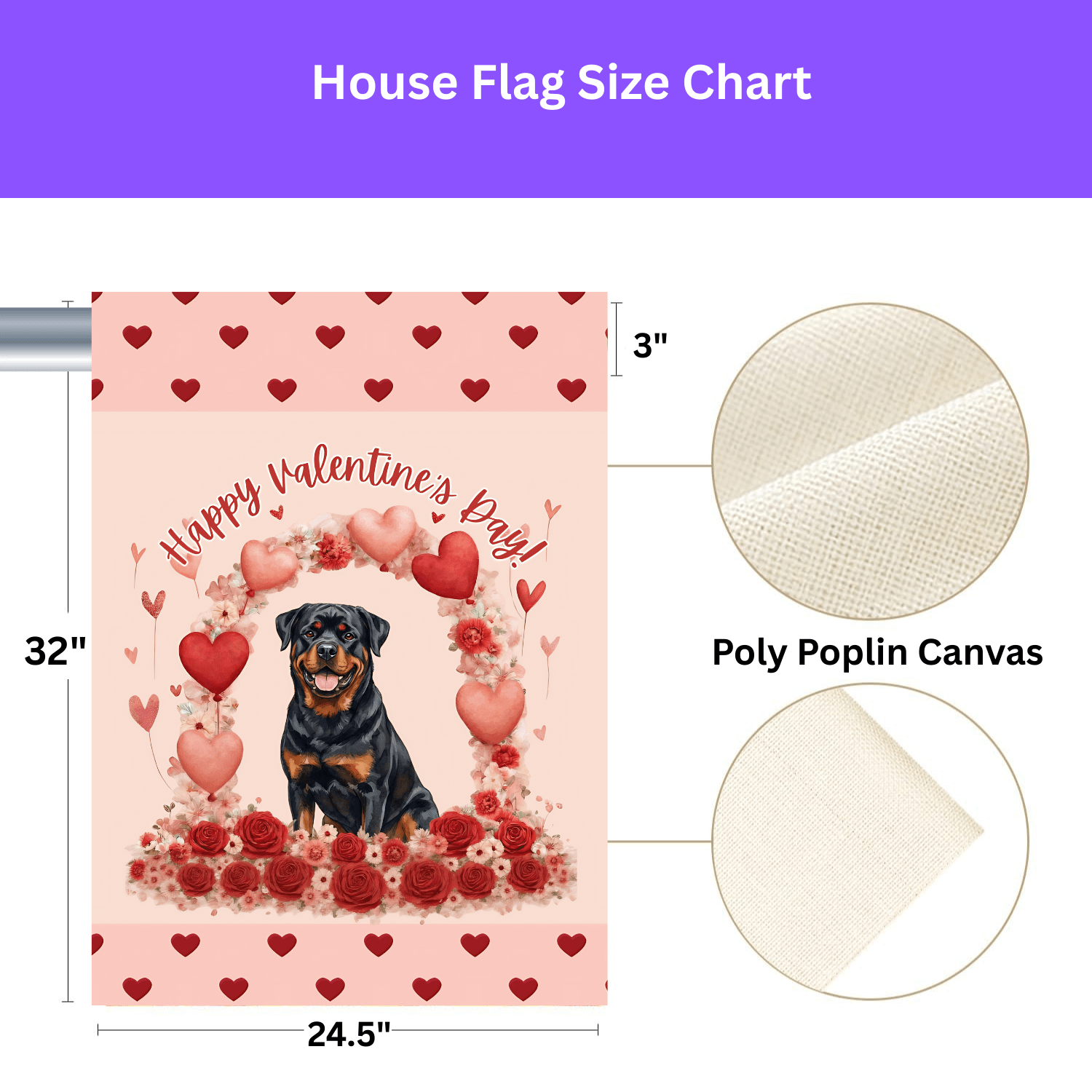 Valentine’s Day Rottweiler Garden Flag - Image 3