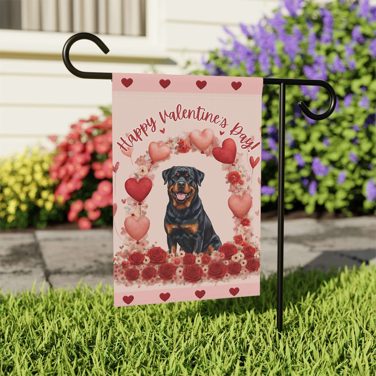 Valentine’s Day Rottweiler Garden Flag - Image 8