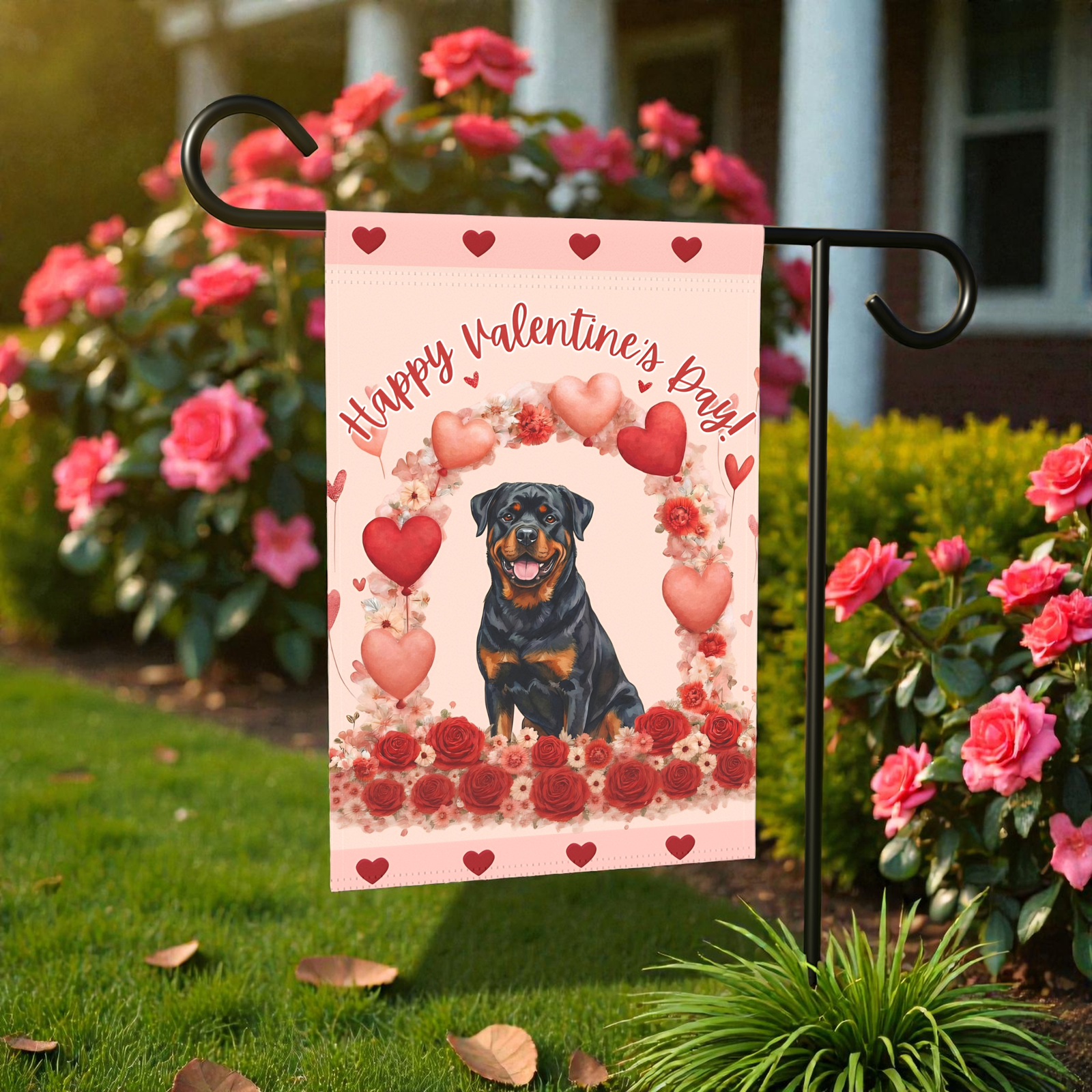 Valentine’s Day Rottweiler Garden Flag