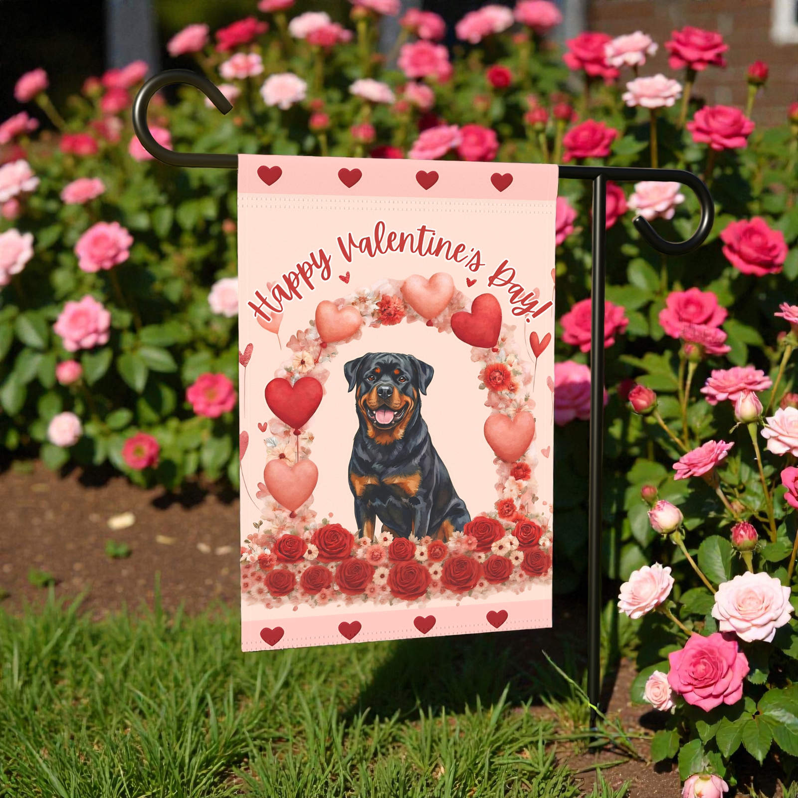 Valentine’s Day Rottweiler Garden Flag - Image 7