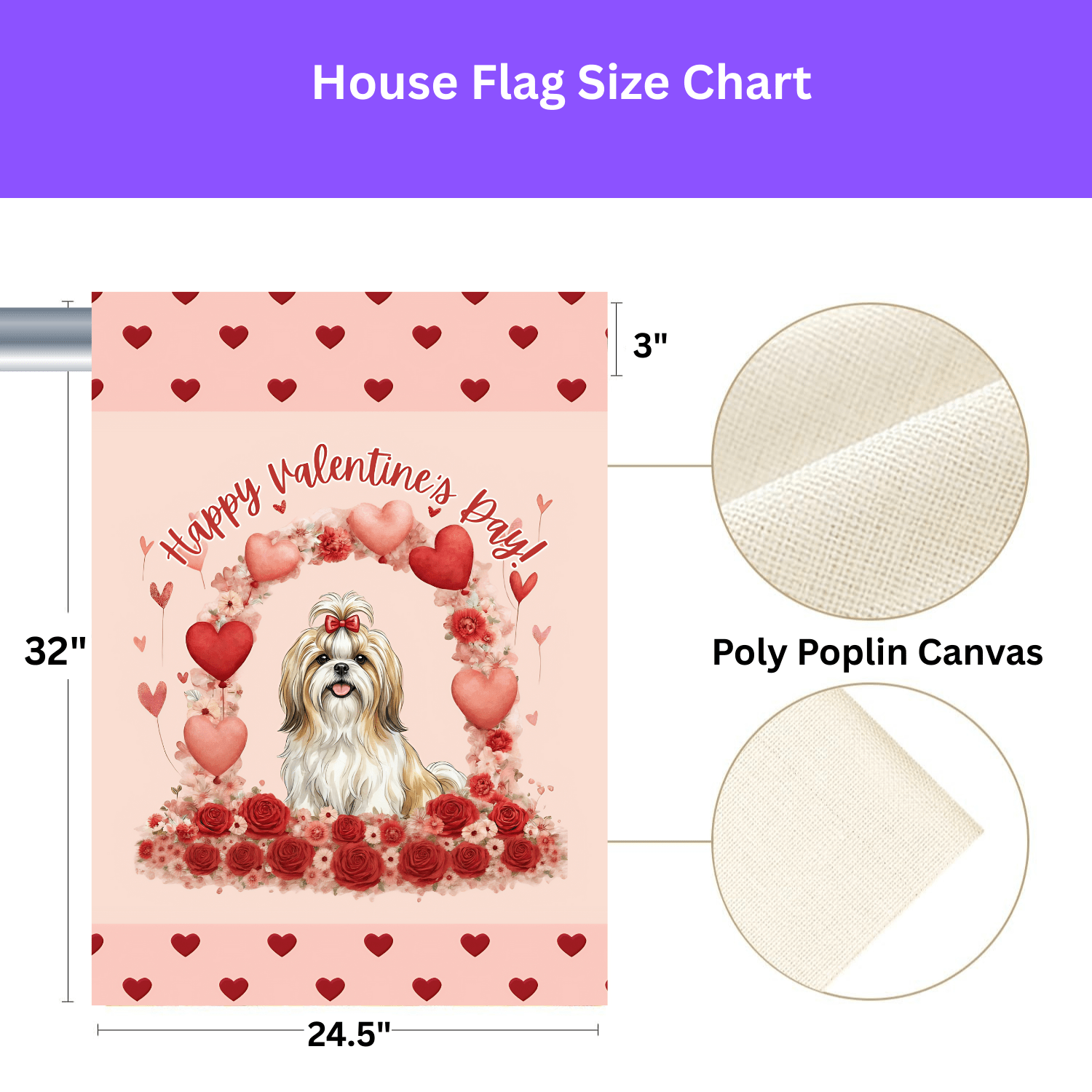 Valentine's Day Shih Tzu Garden Flag - Image 3