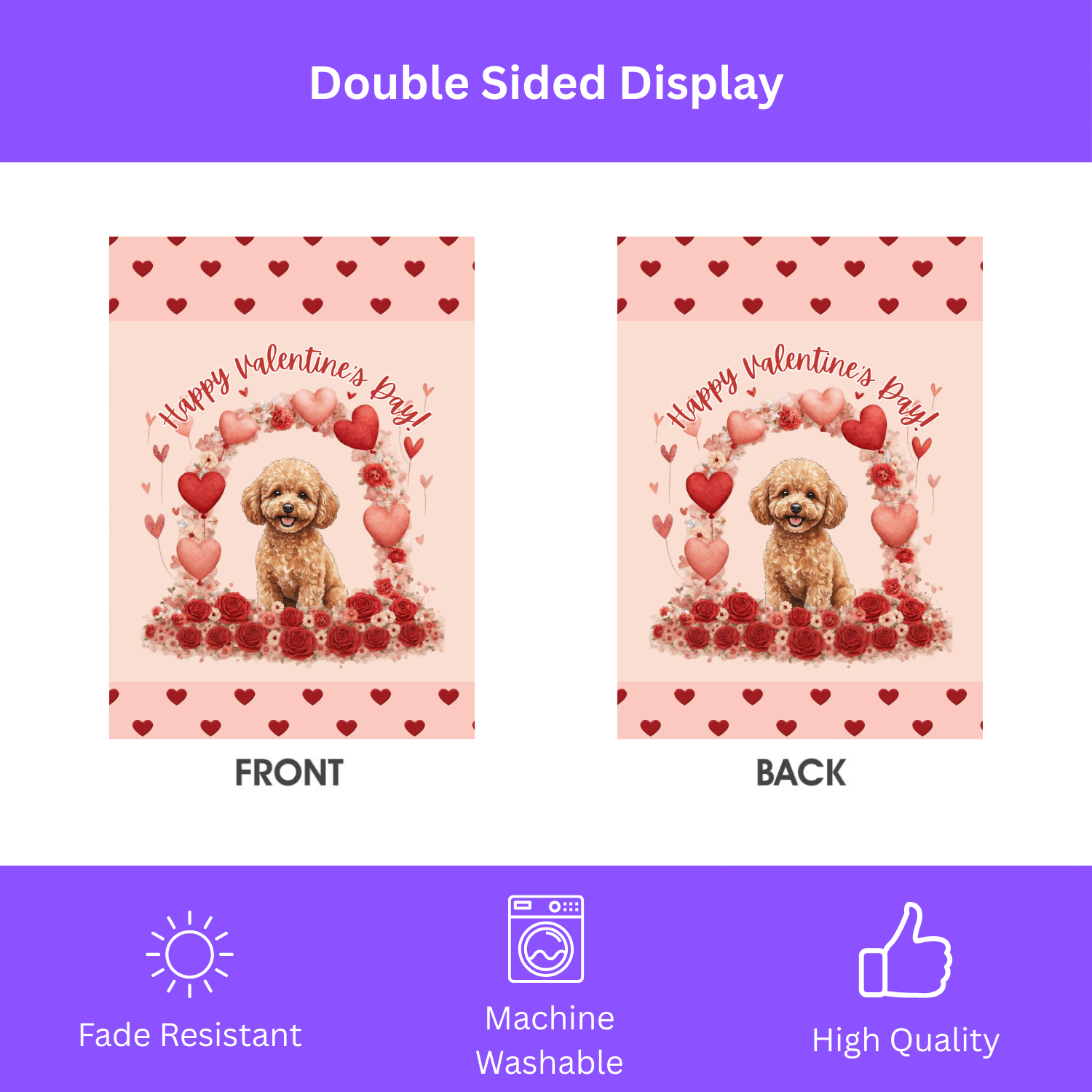 Valentine's Day Toy Poodle Garden Flag - Image 2