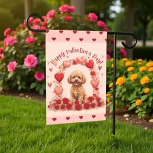 Valentine's Day Toy Poodle Garden Flag