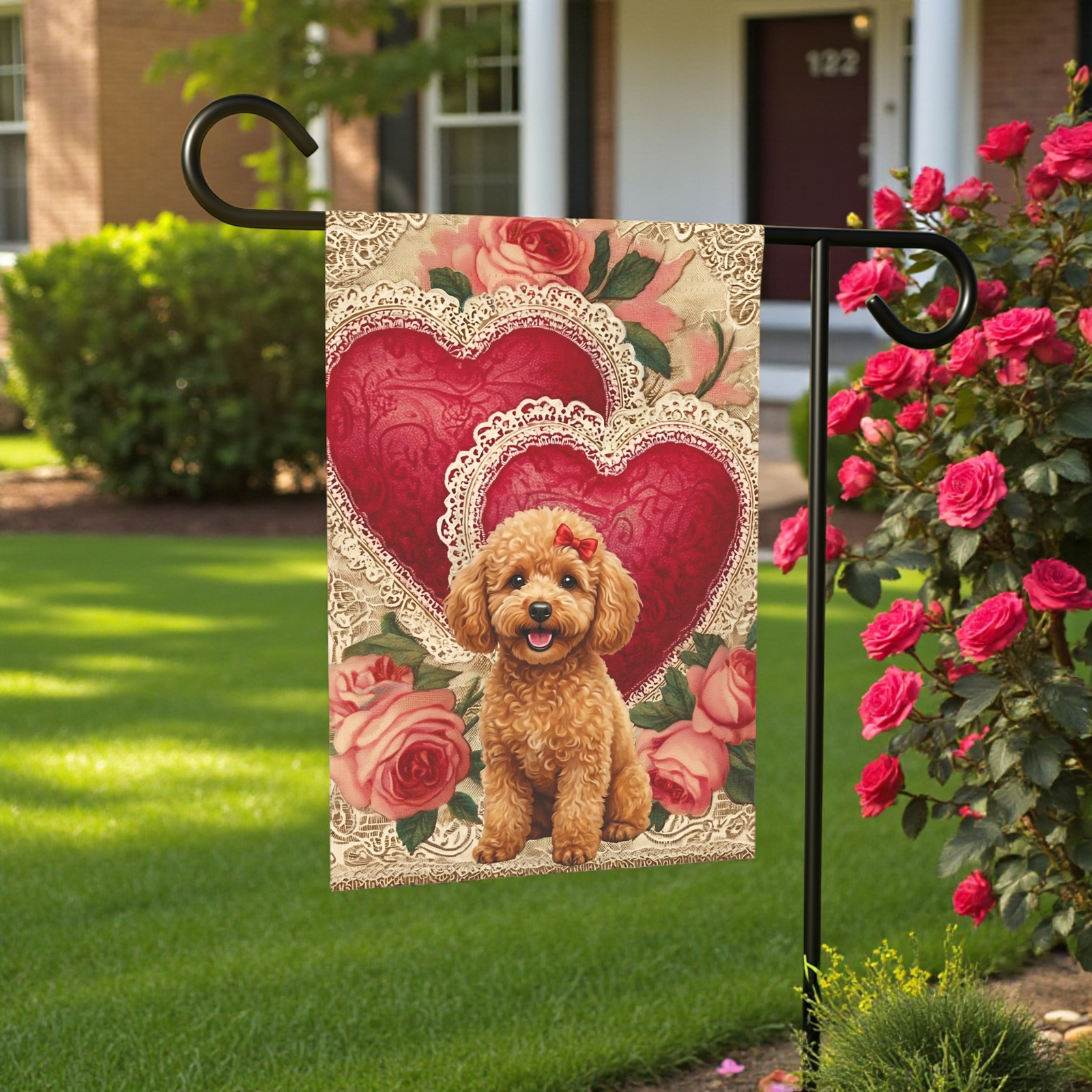 Two Heart Toy Poodle Valentine Garden Flag - Image 7
