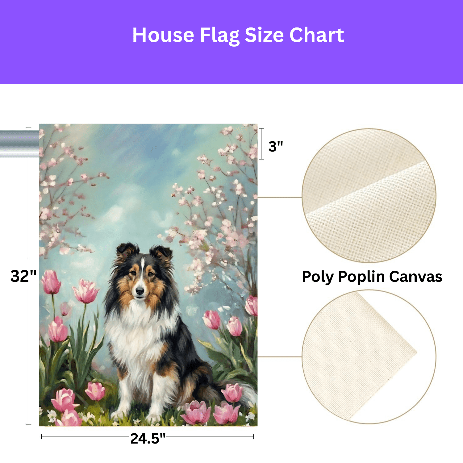 Sheltie in the Tulips Spring Garden Flag - Image 3