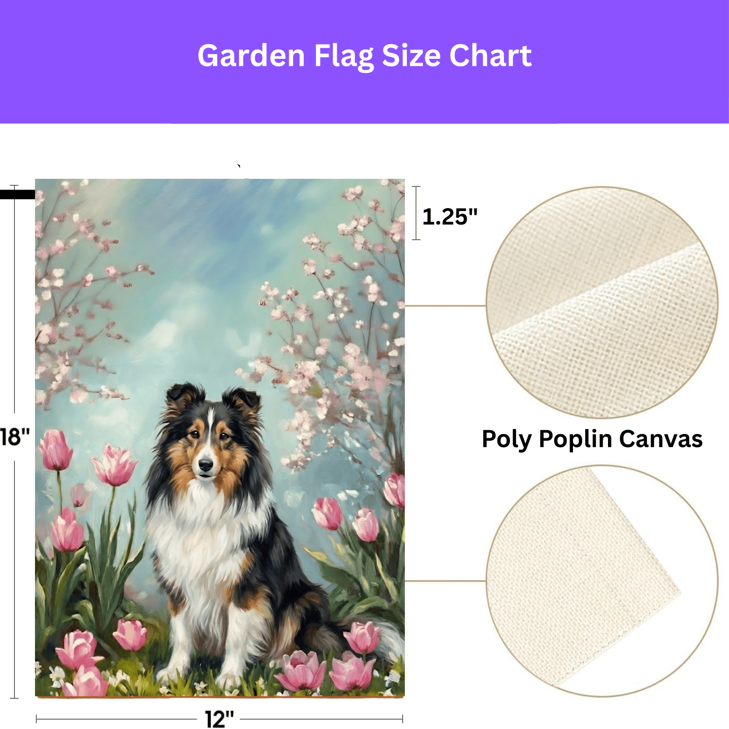 Sheltie in the Tulips Spring Garden Flag - Image 4