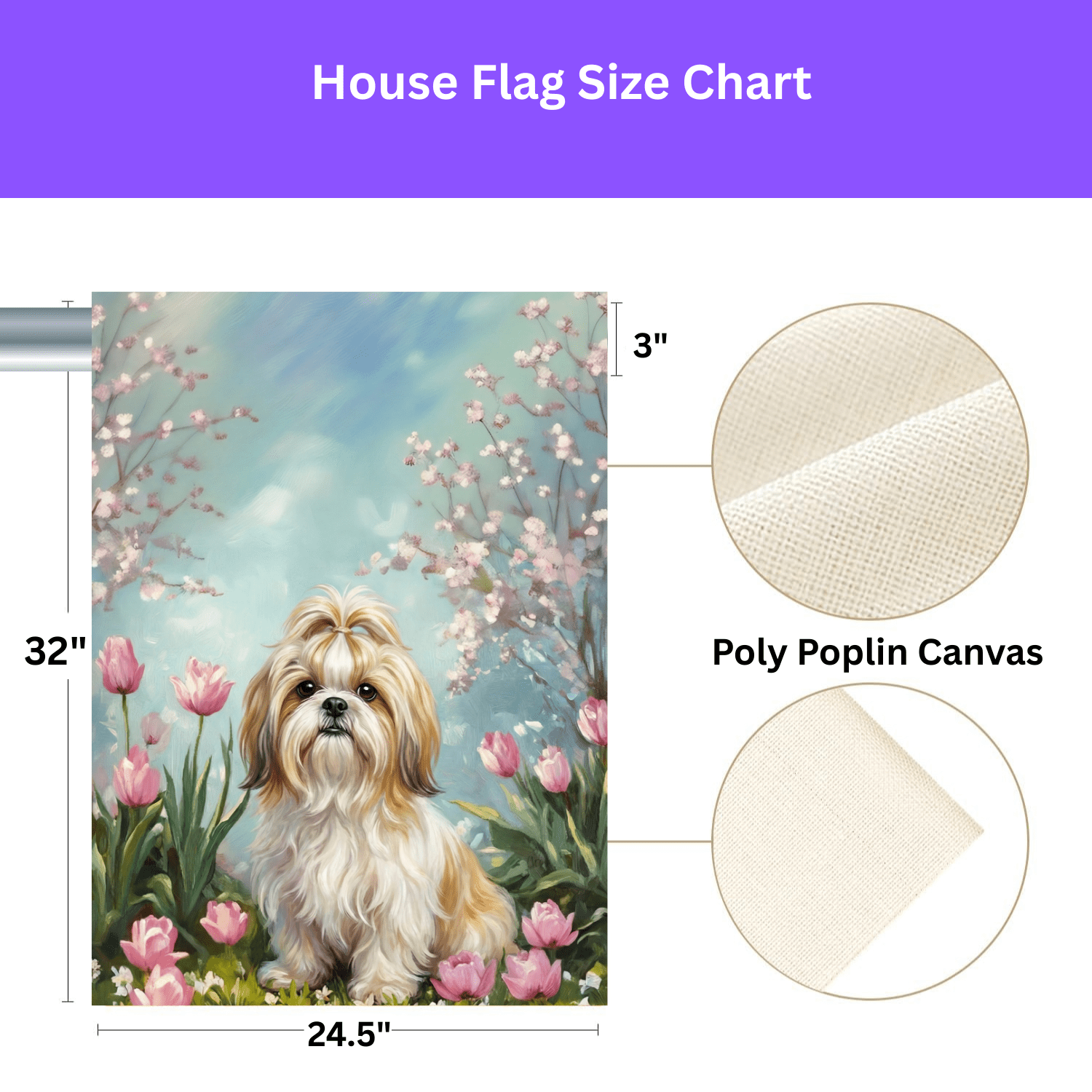 Shih Tzu in the Tulips Spring Garden Flags - Image 3