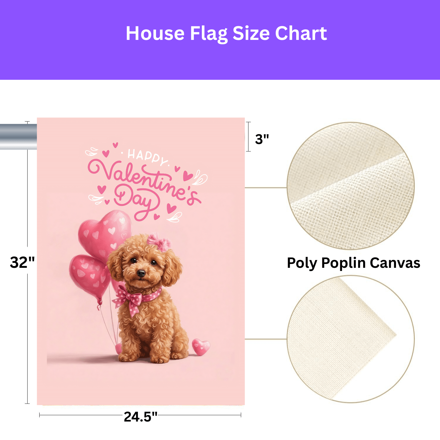 Toy Poodle Valentine's Day Garden Flag - Image 3