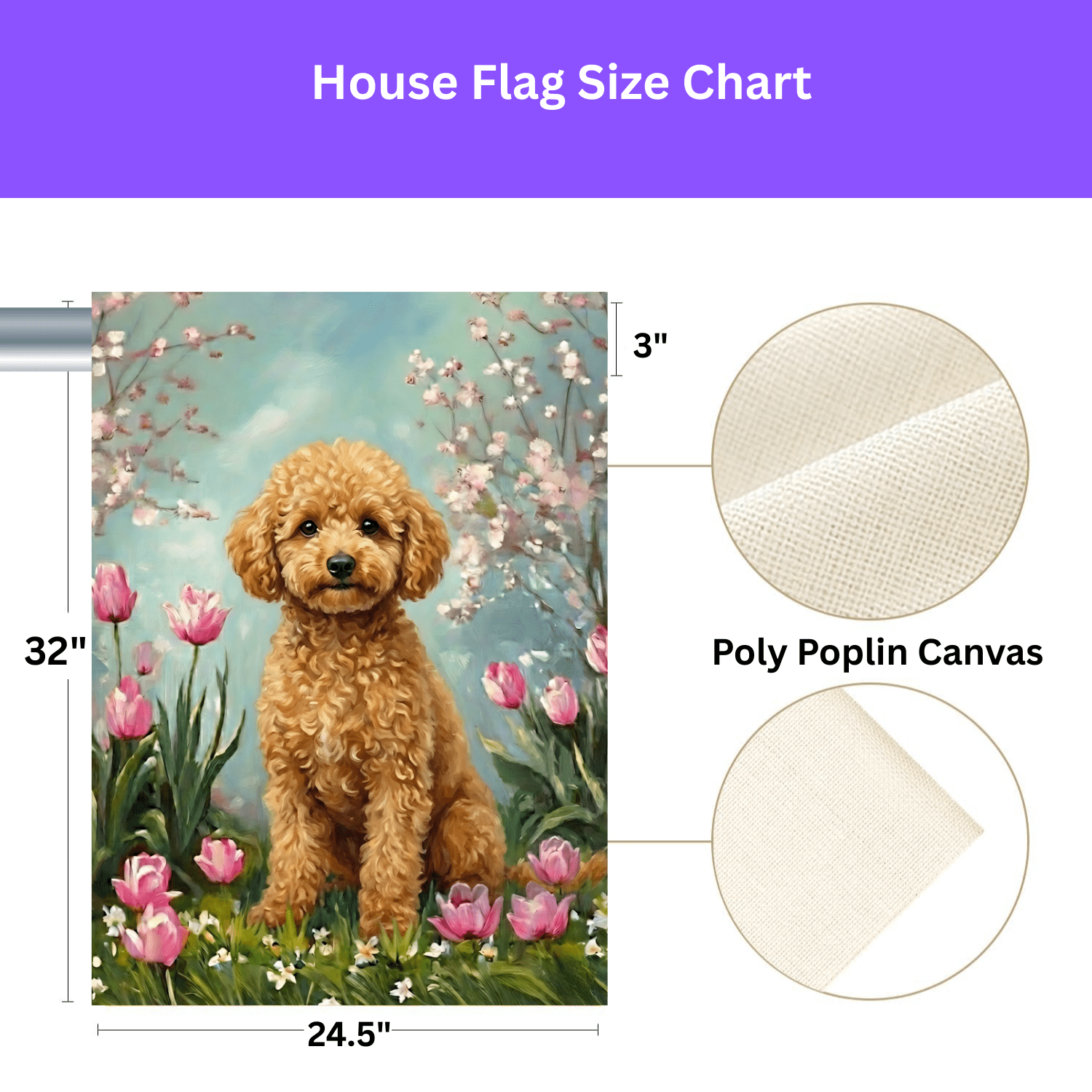 Toy Poodle in the Tulips Spring Garden Flag - Image 3