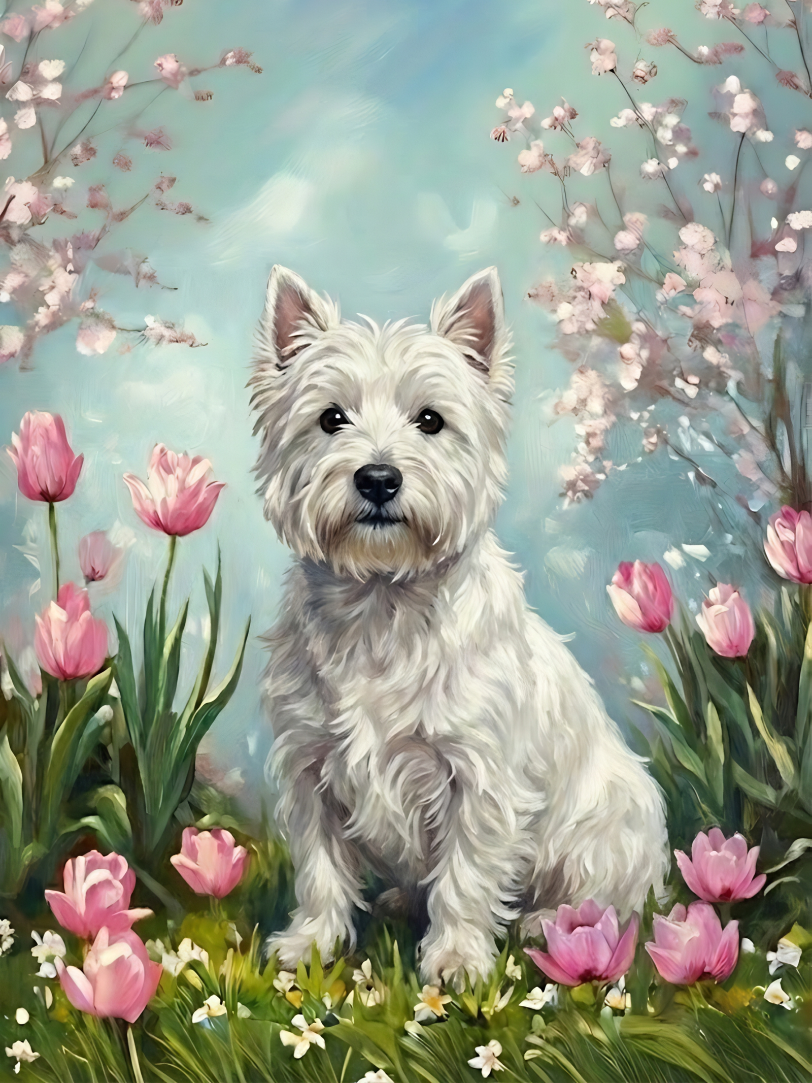 Westie in the Tulips Spring Garden Flag - Image 8