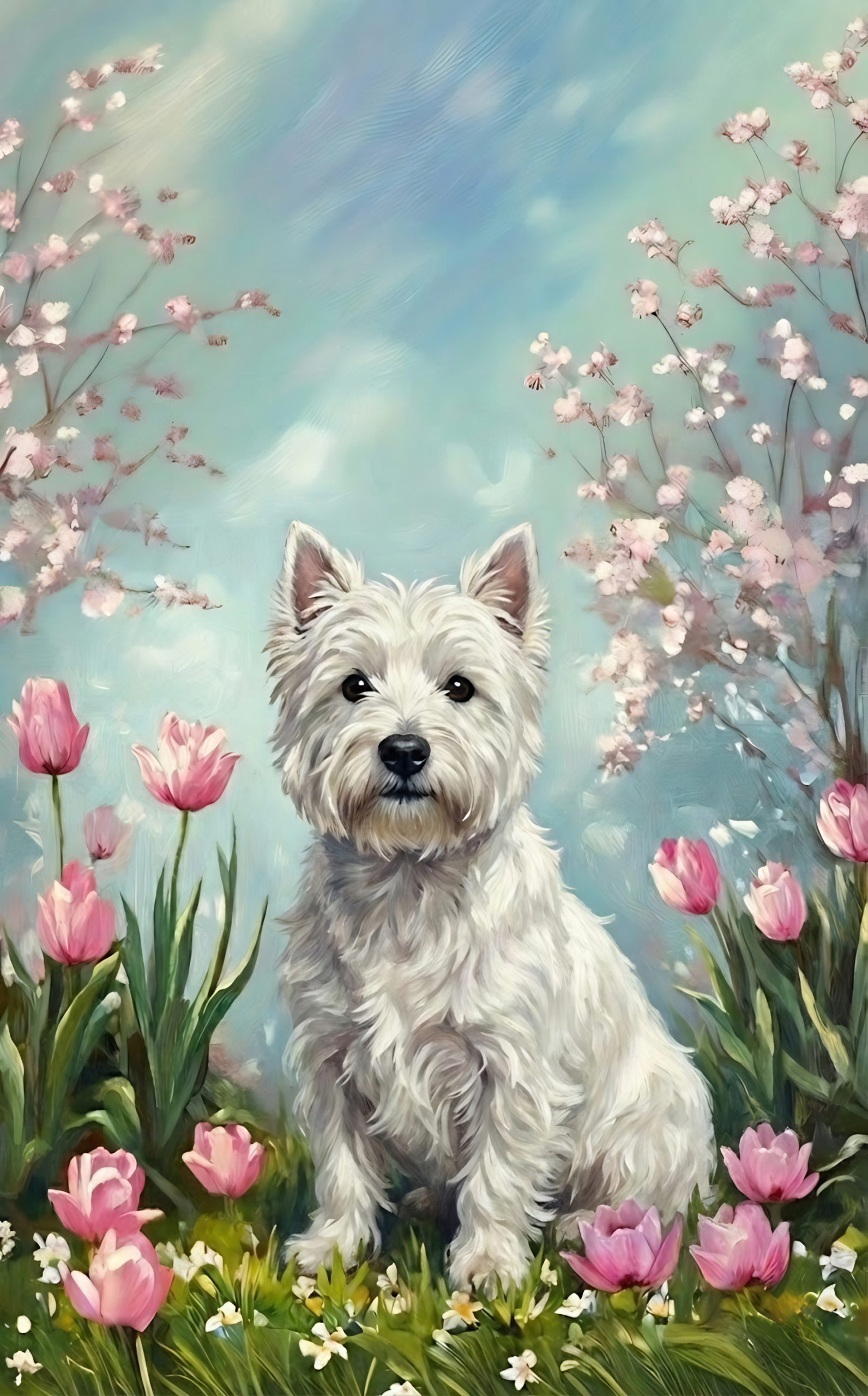 Westie in the Tulips Spring Garden Flag - Image 9