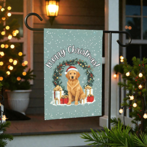 Merry Christmas Golden Retriever Garden Flag