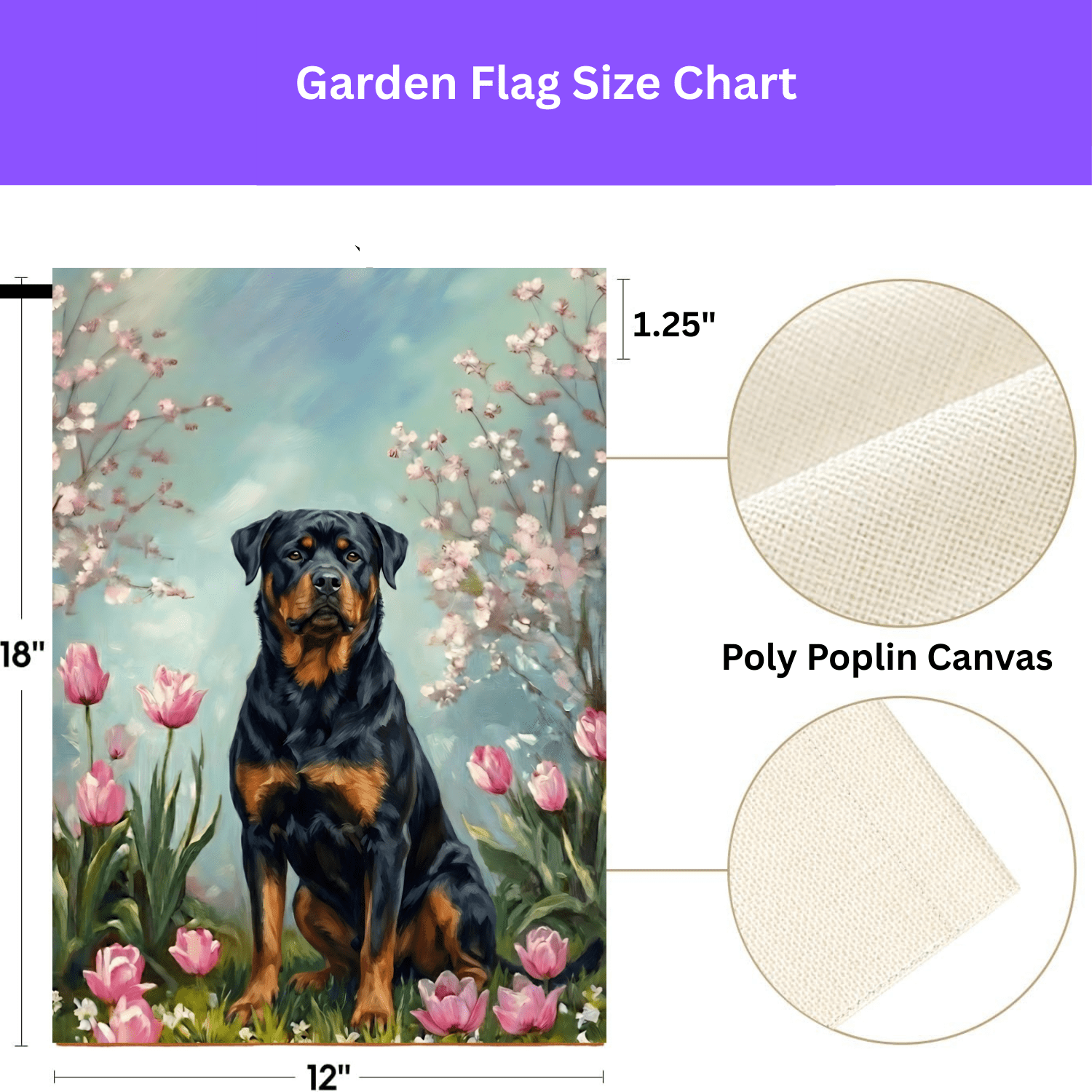 Rottweiler in the Tulips Spring Garden Flag - Image 3