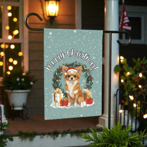 Merry Christmas Long-Hair Chihuahua Garden Flag