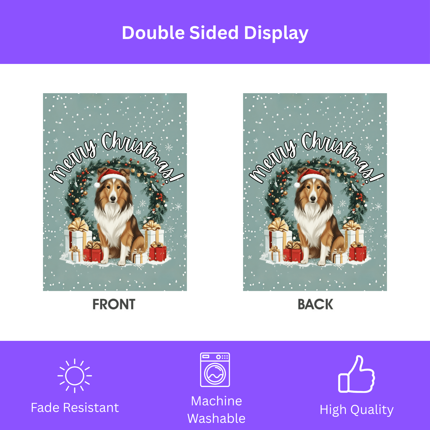 Merry Christmas Sheltie Garden Flag - Image 2