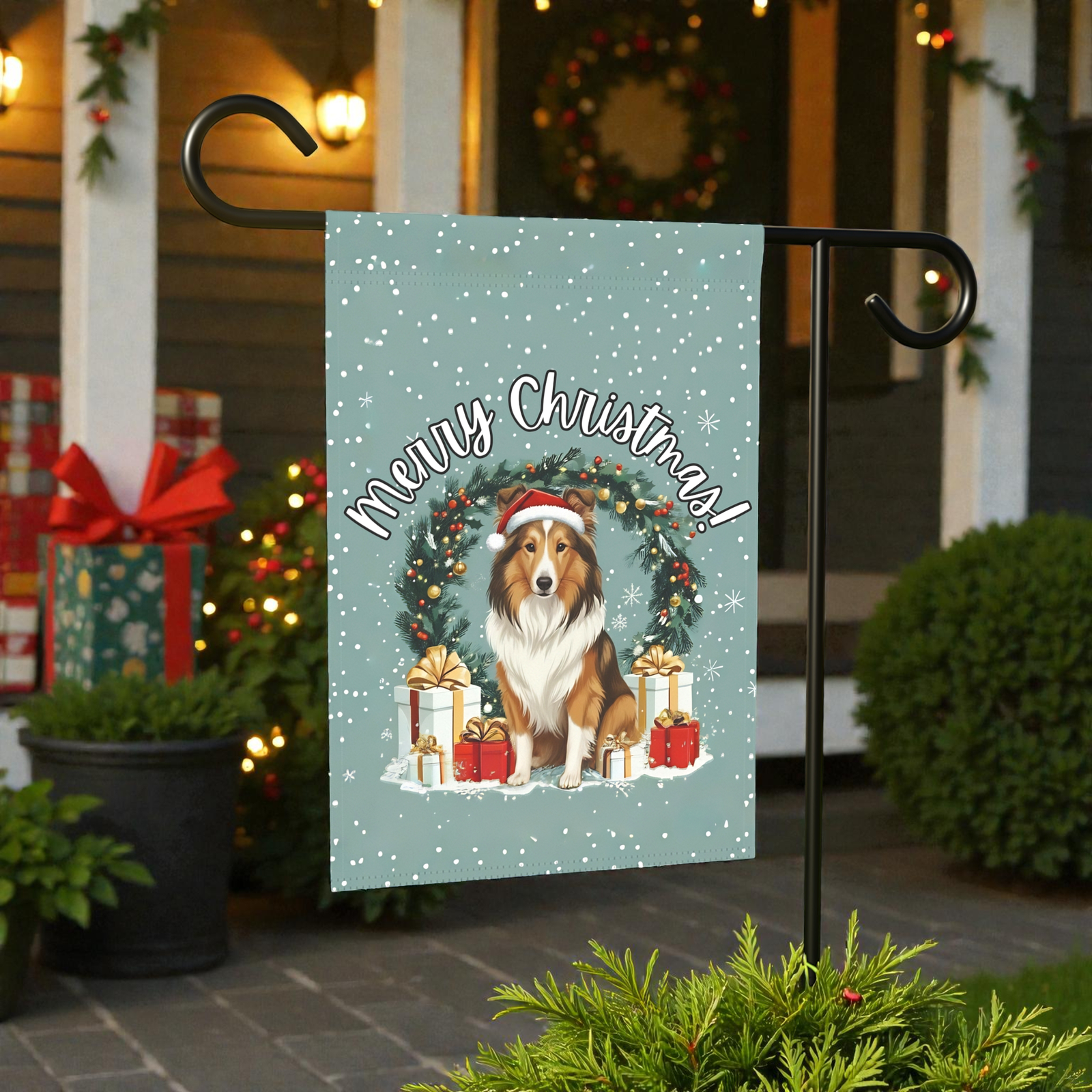 Merry Christmas Sheltie Garden Flag - Image 5