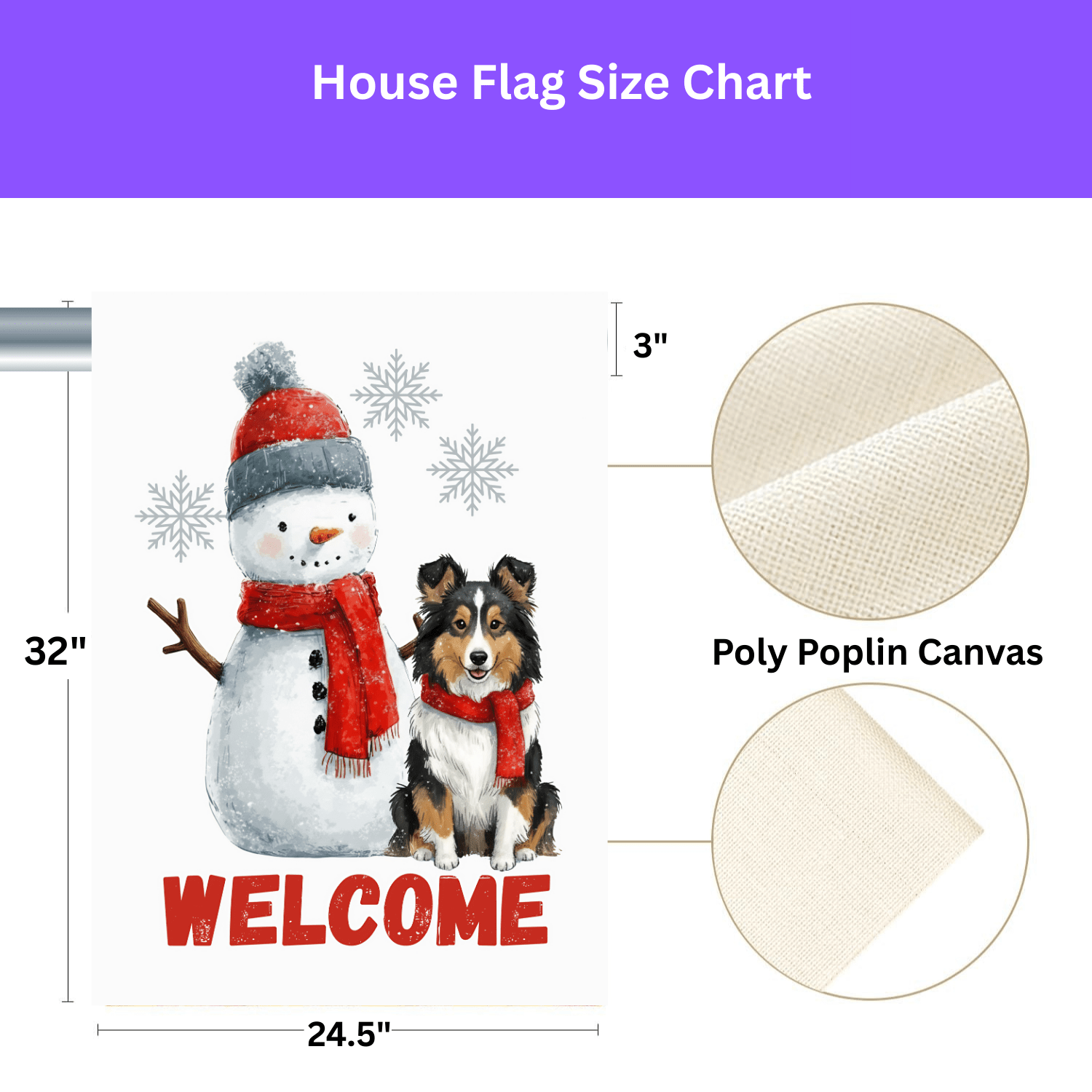 Sheltie and Snowman Welcome Garden Flag - Image 3