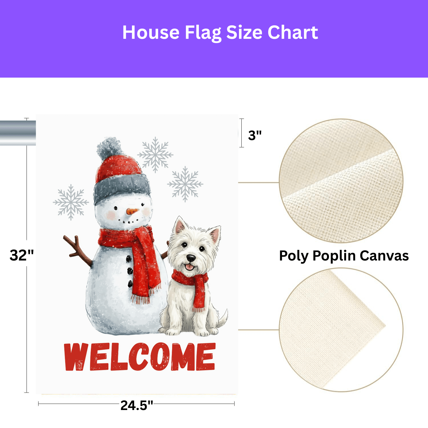 Westie and Snowman Welcome Garden Flag - Image 4