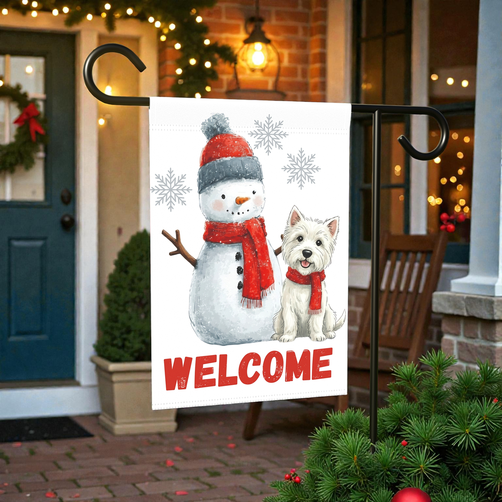 Westie and Snowman Welcome Garden Flag - Image 7