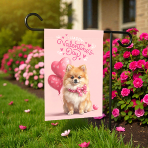 Pomeranian Happy Valentine's Day Garden Flag
