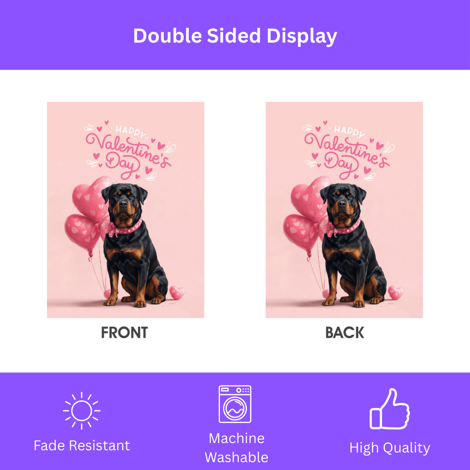 Rottweiler Happy Valentine's Day Garden Flag - Image 2