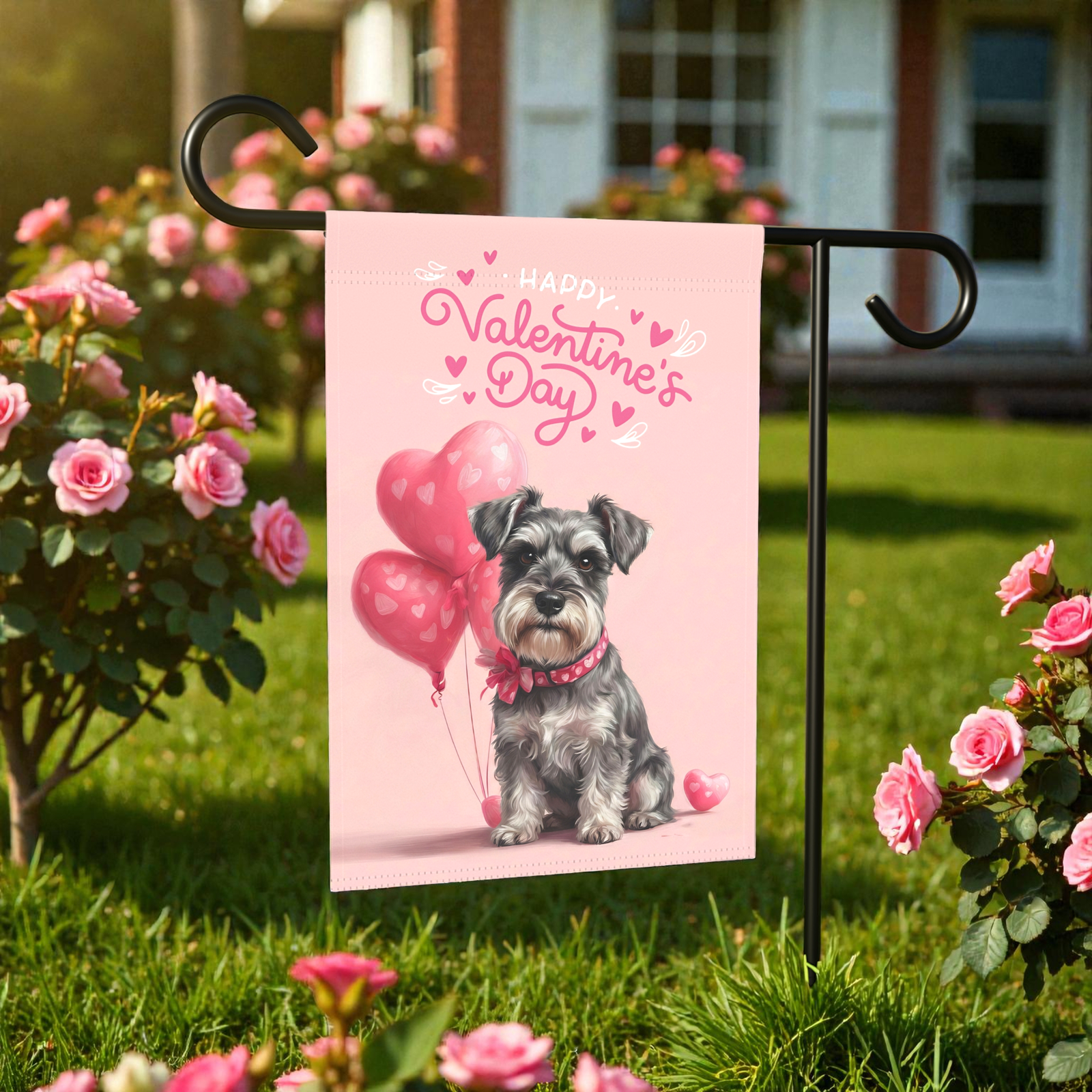 Schnauzer Happy Valentine's Day Garden Flag