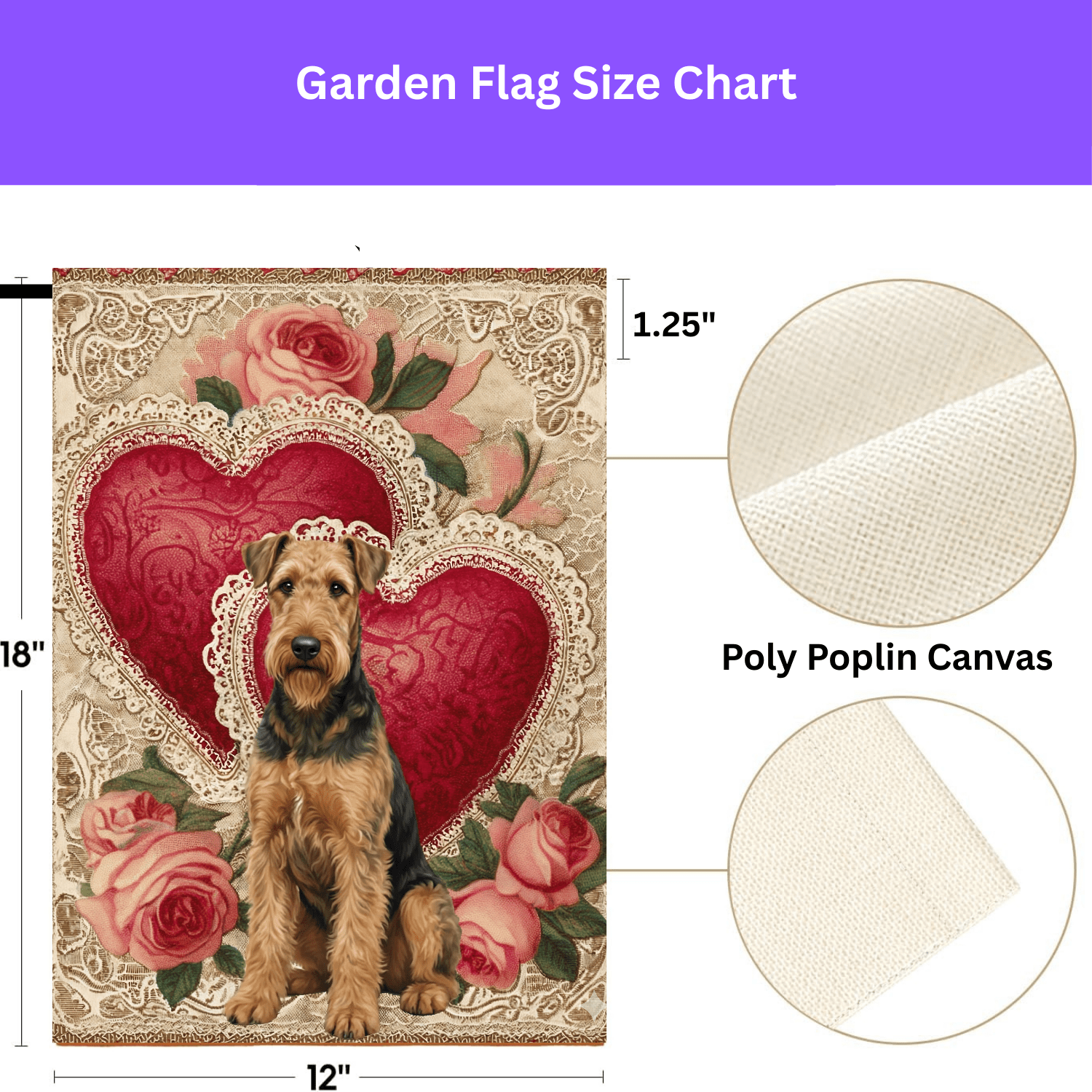 Two Heart Airedale Terrier Valentine Garden Flag - Image 4