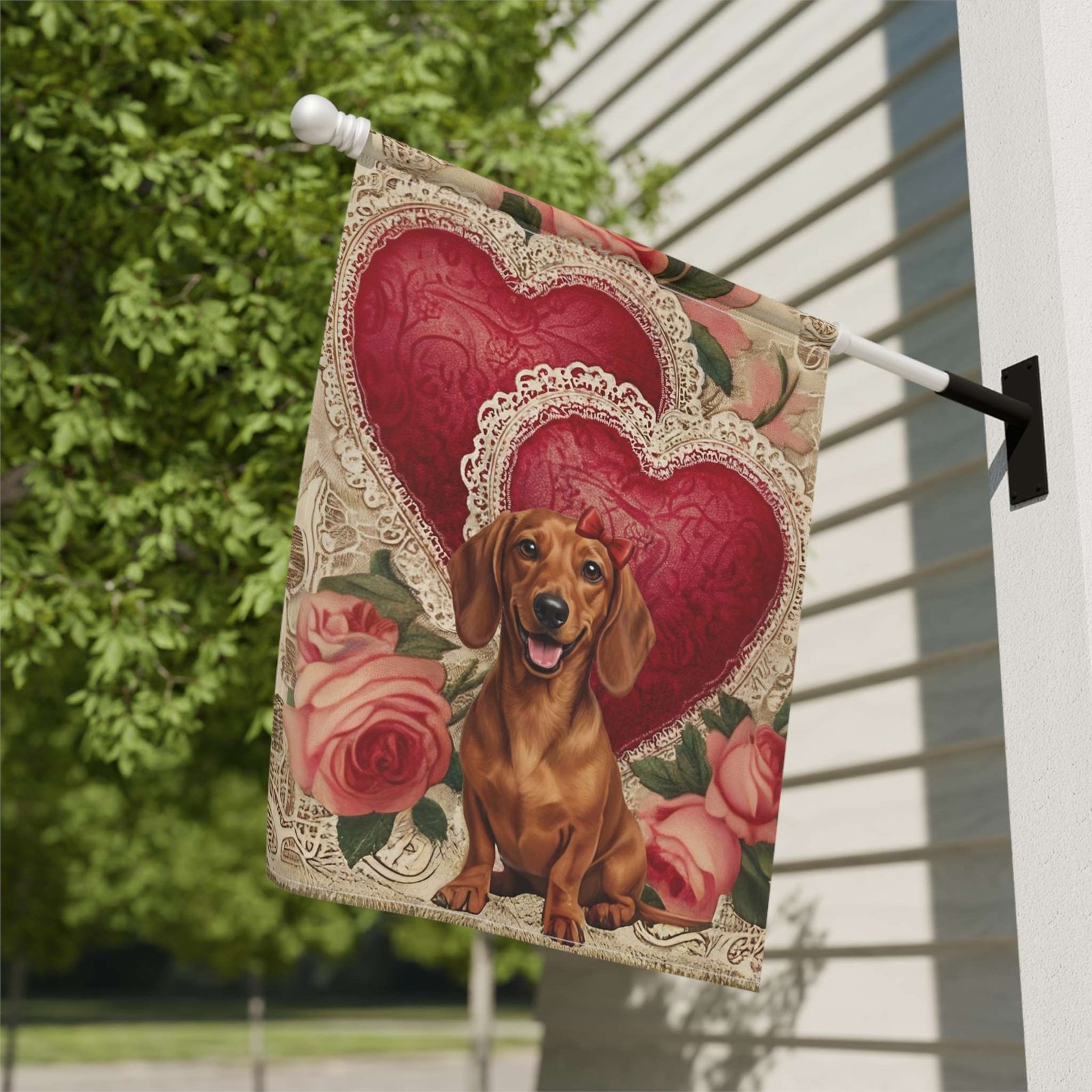 Two Heart Dachshund Valentine Garden Flag - Image 9