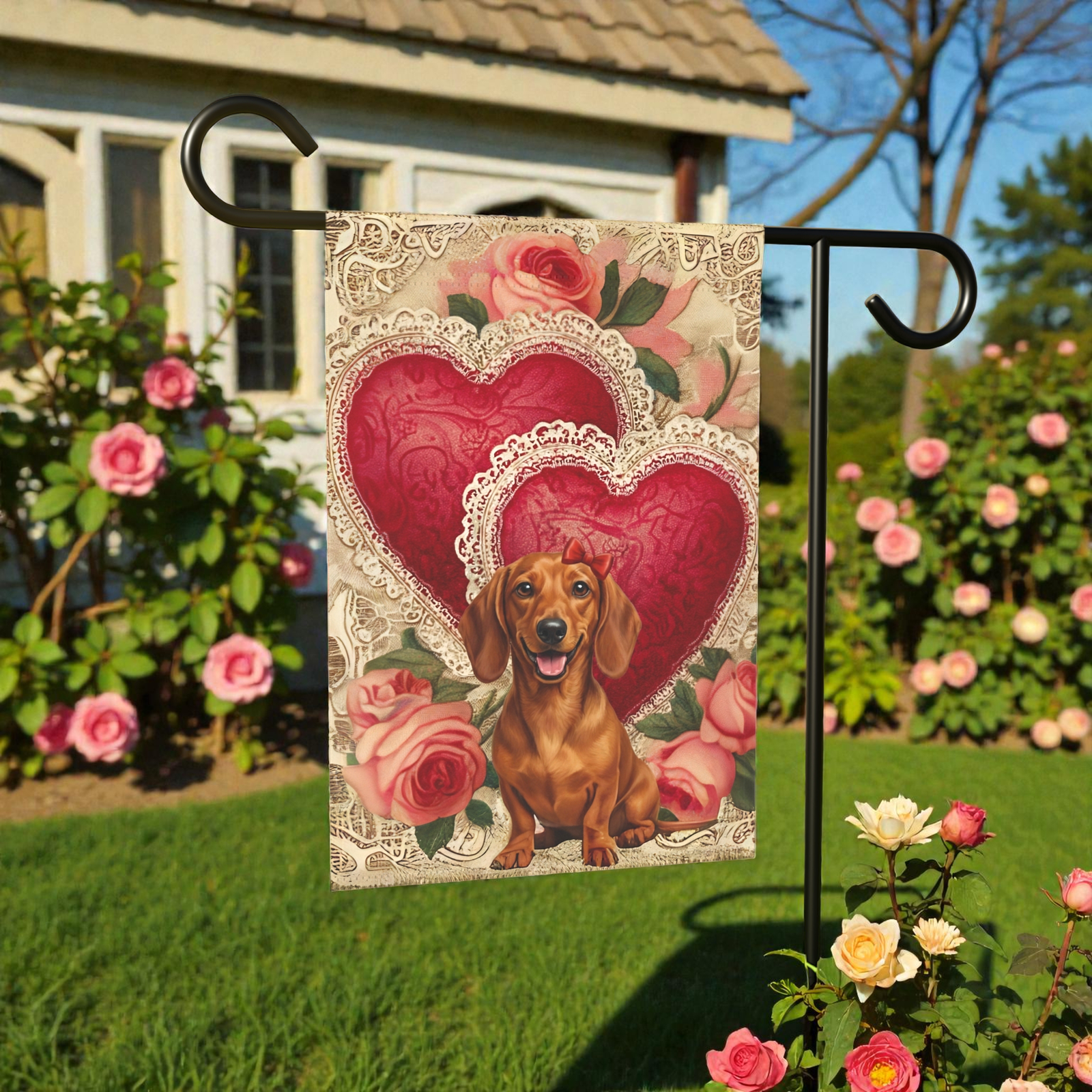 Two Heart Dachshund Valentine Garden Flag - Image 6