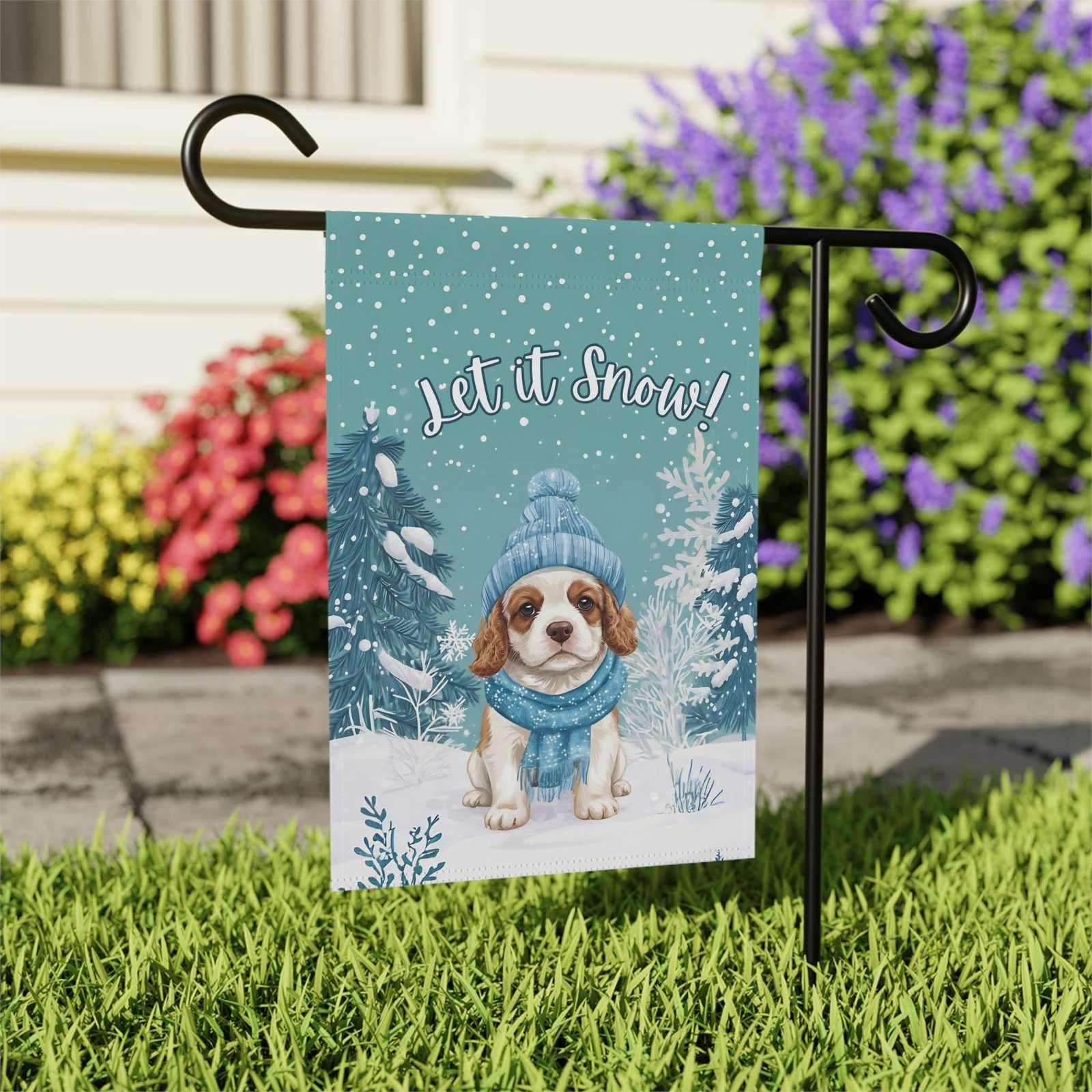 Let It Snow Spaniel Puppy Garden Flag - Image 8