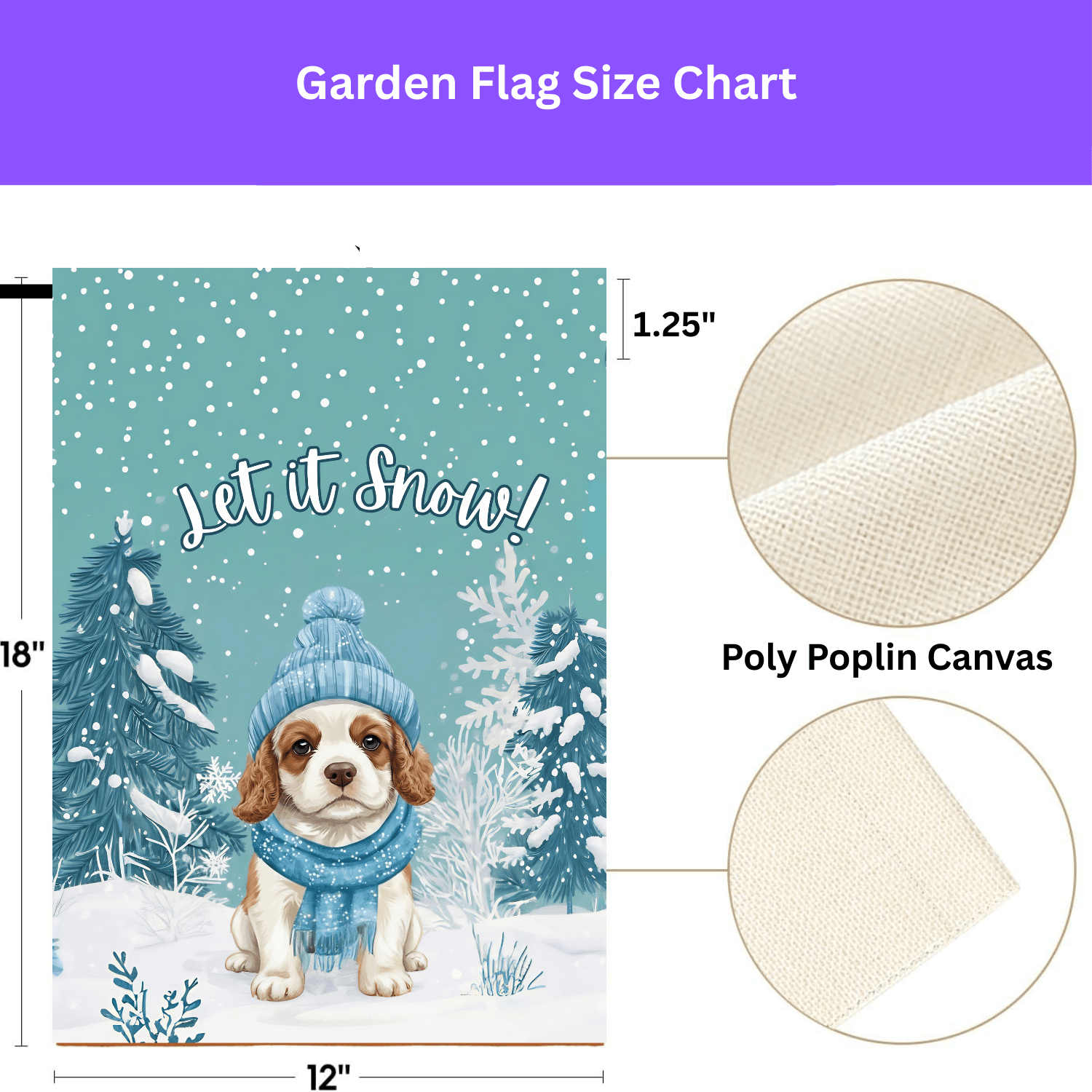 Let It Snow Spaniel Puppy Garden Flag - Image 3