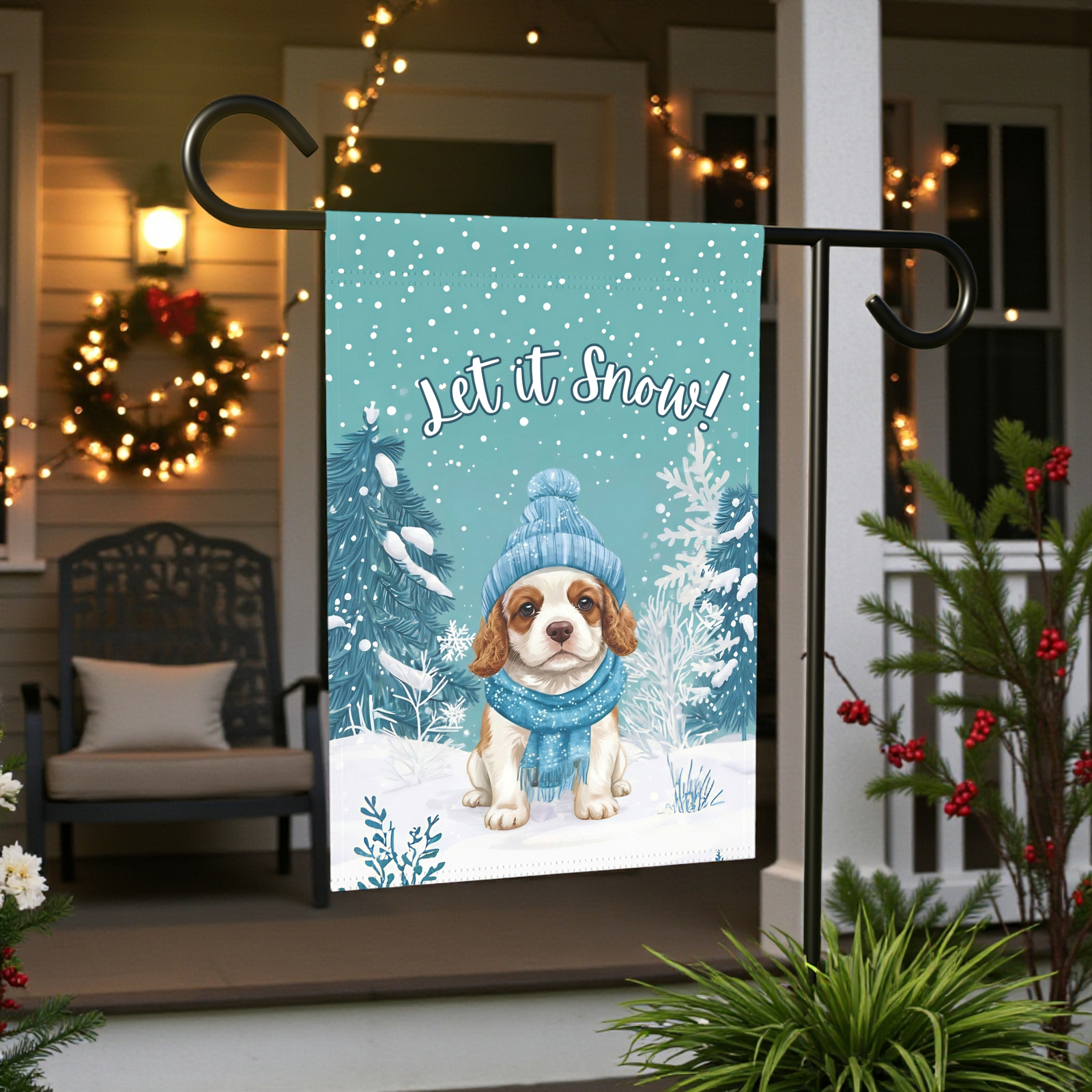 Let It Snow Spaniel Puppy Garden Flag - Image 7