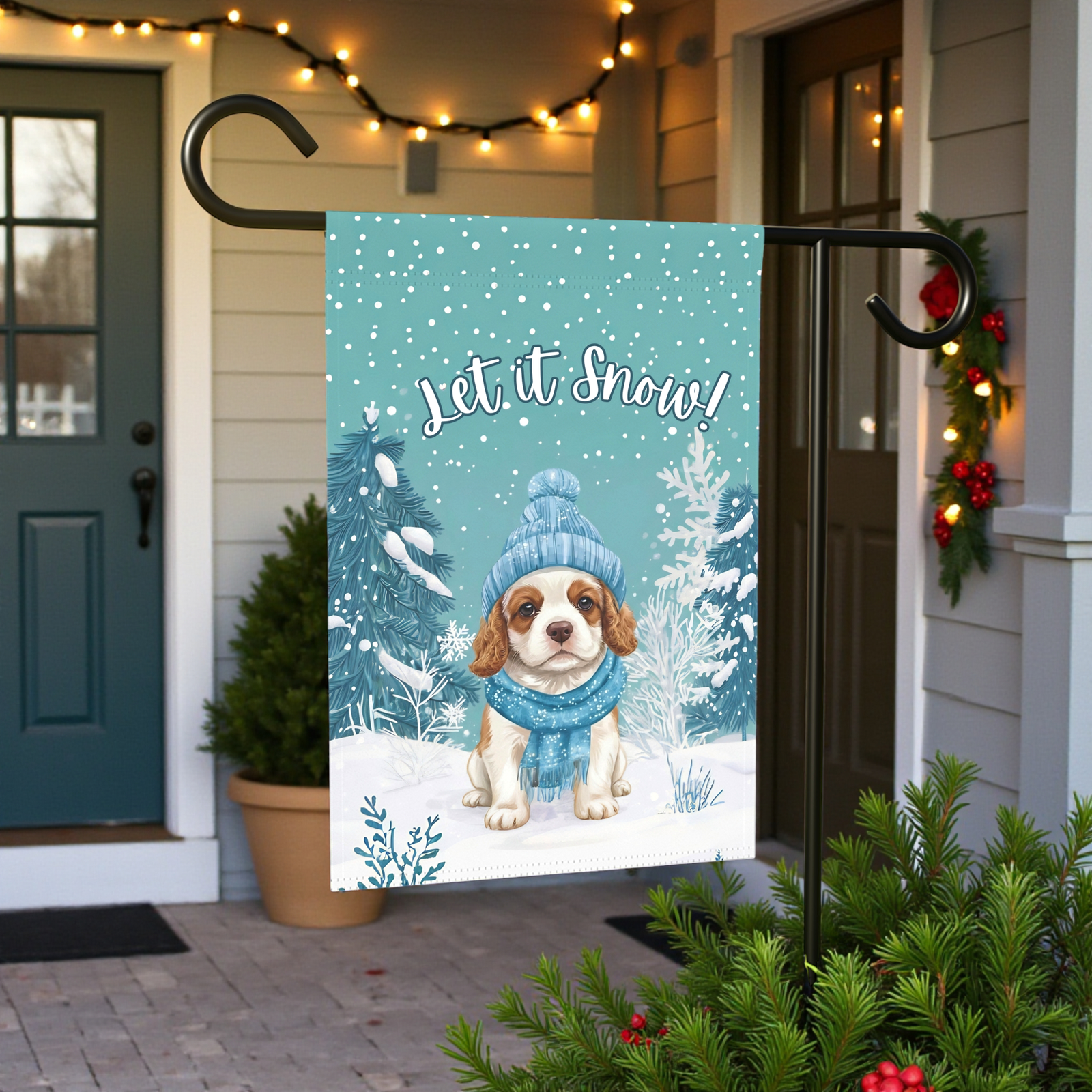 Let It Snow Spaniel Puppy Garden Flag - Image 6