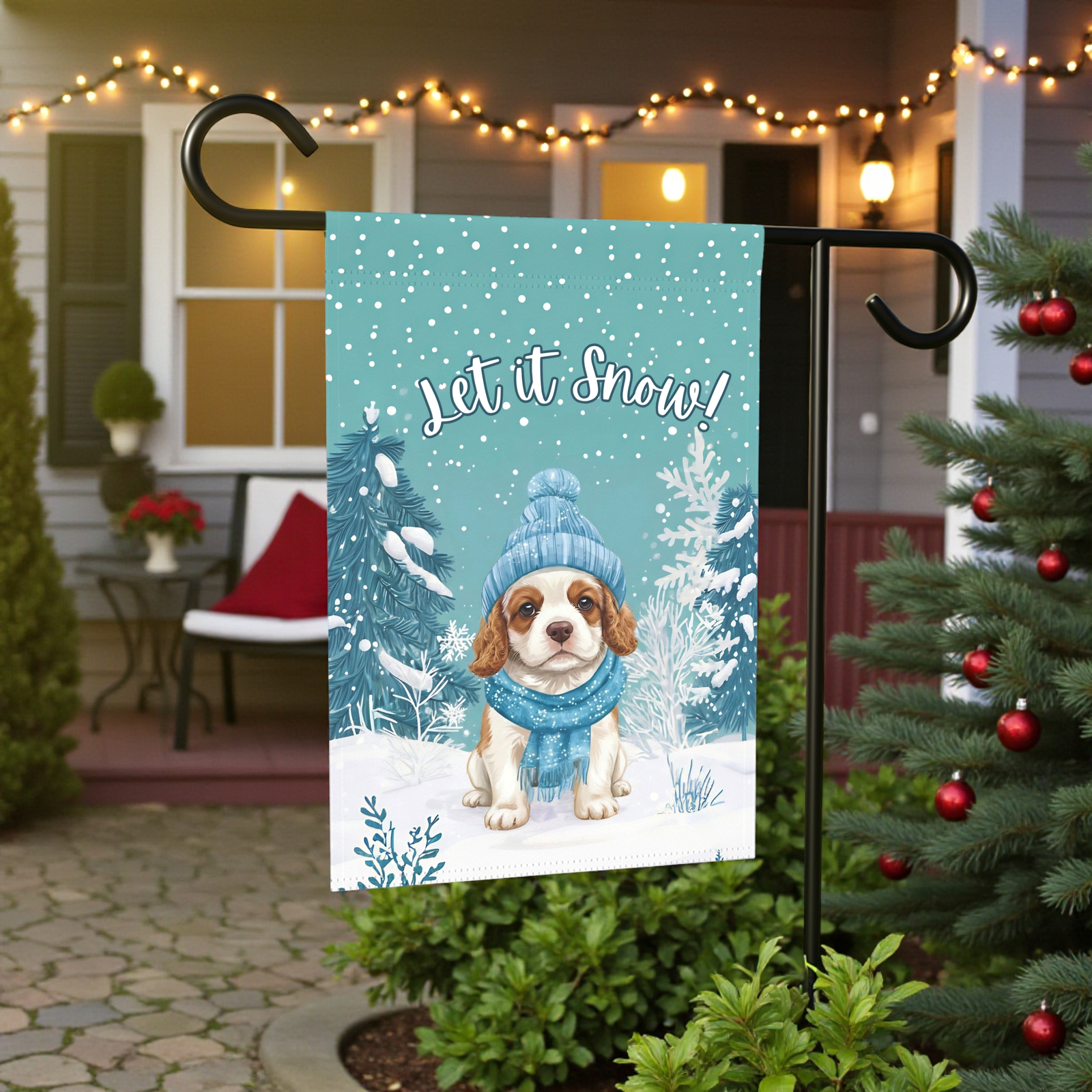 Let It Snow Spaniel Puppy Garden Flag - Image 5