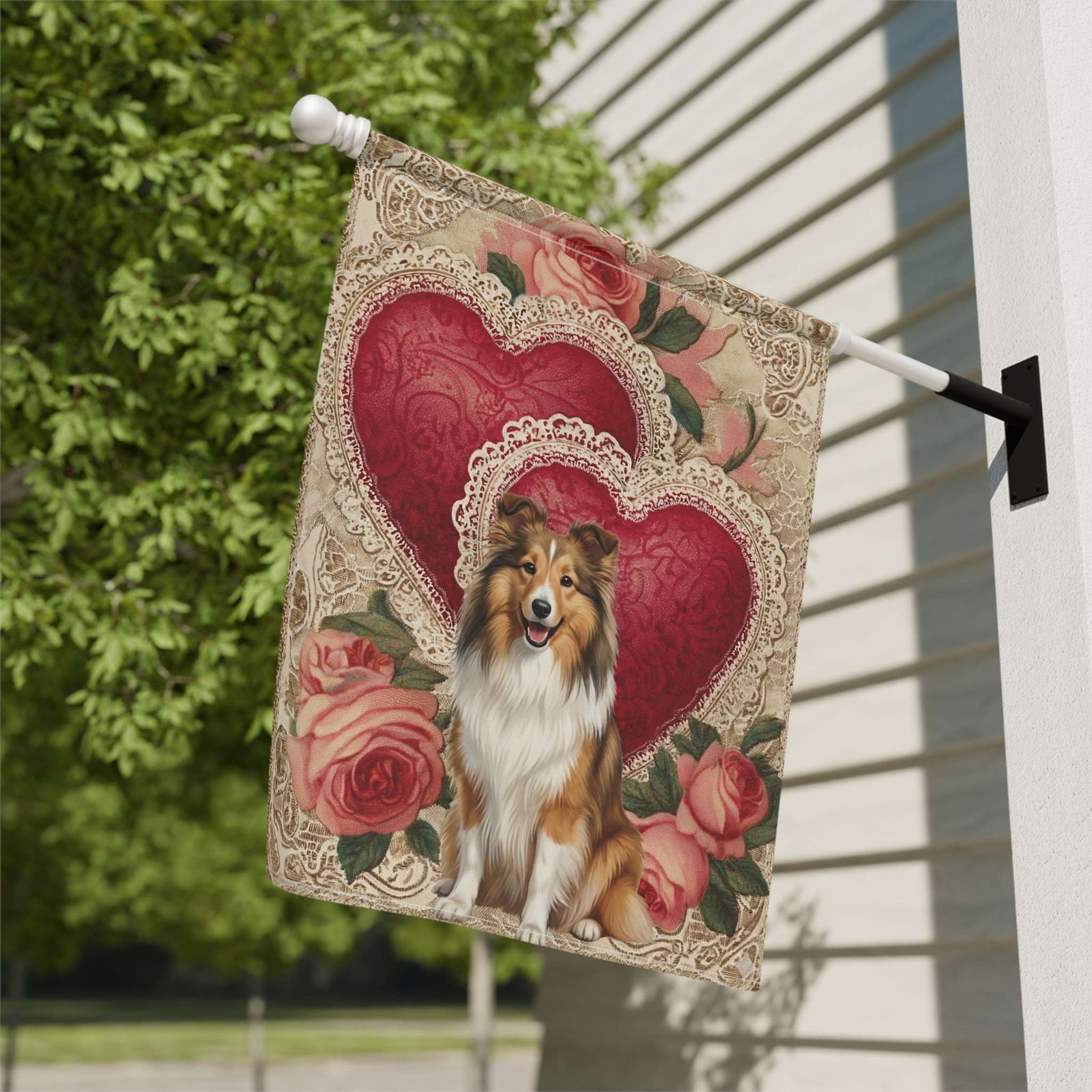 Two Heart Sheltie Valentine Garden Flag - Image 9