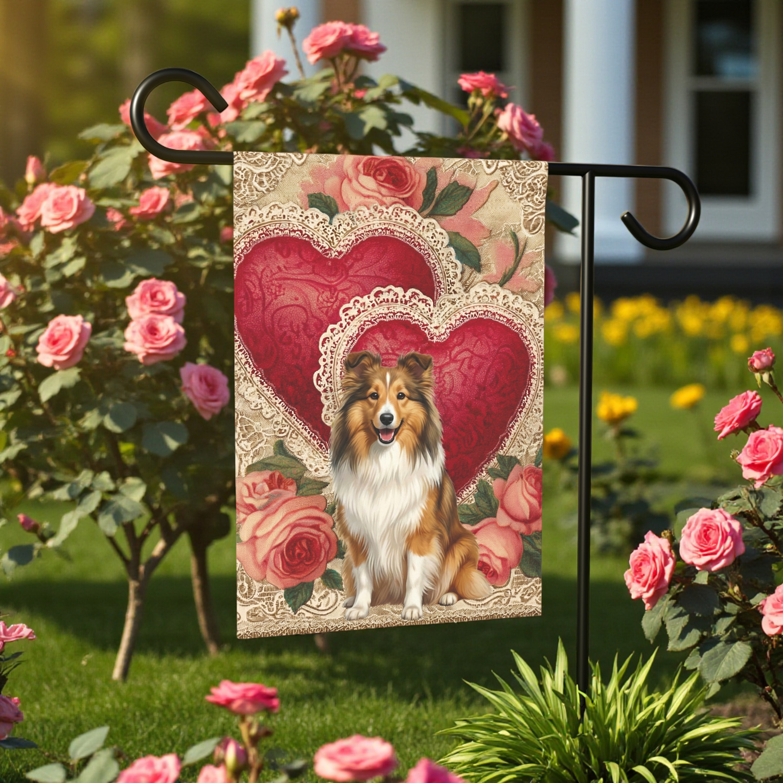 Two Heart Sheltie Valentine Garden Flag - Image 6