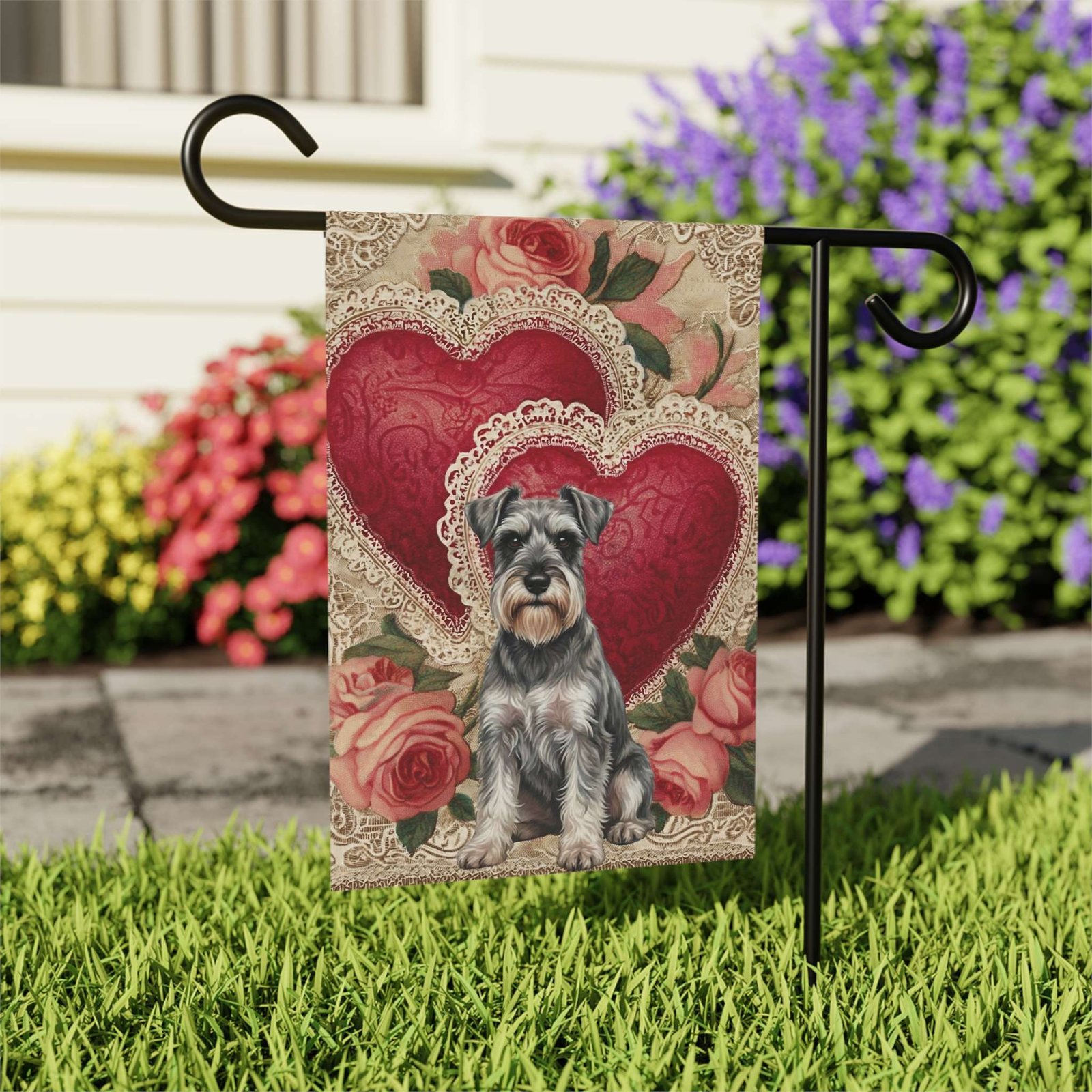 Two Heart Schnauzer Valentine Garden Flag - Image 8