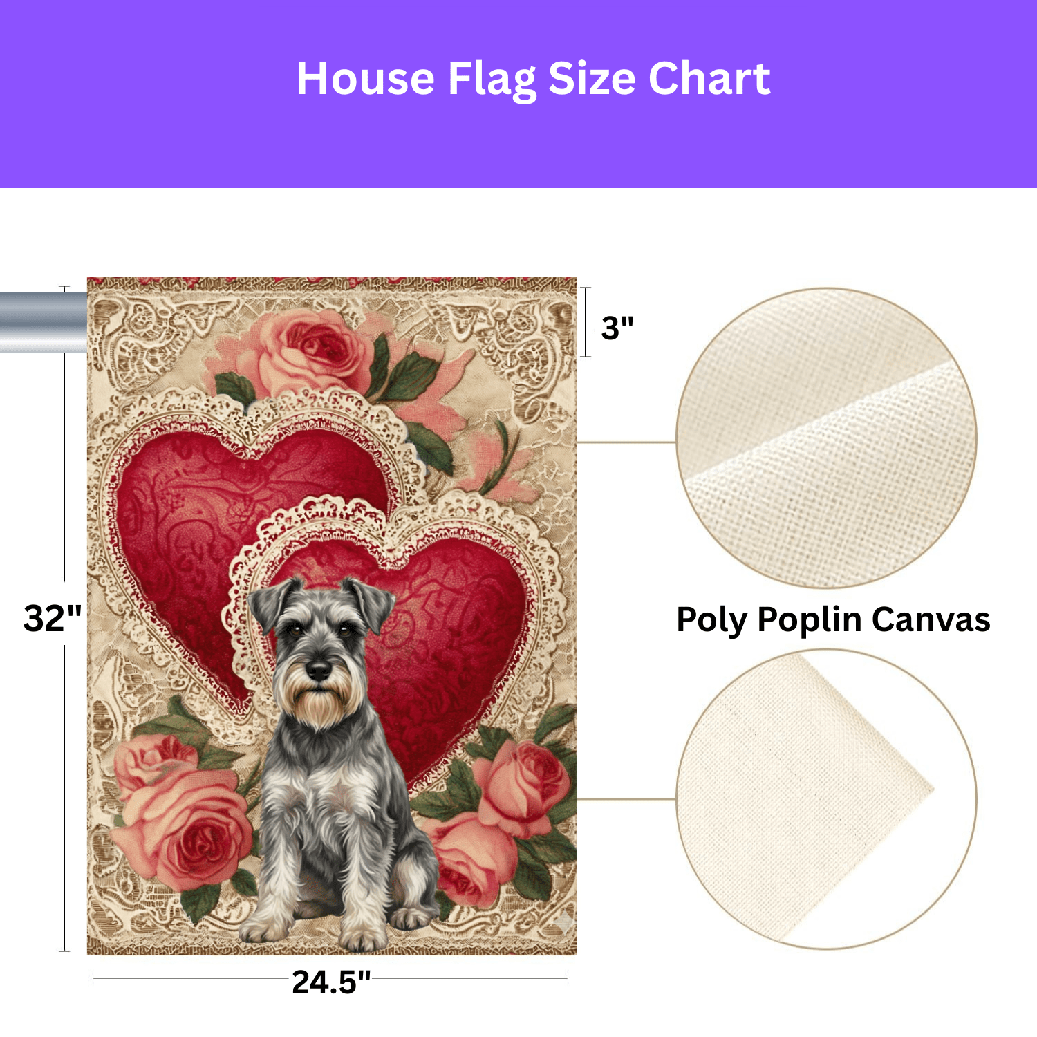 Two Heart Schnauzer Valentine Garden Flag - Image 3